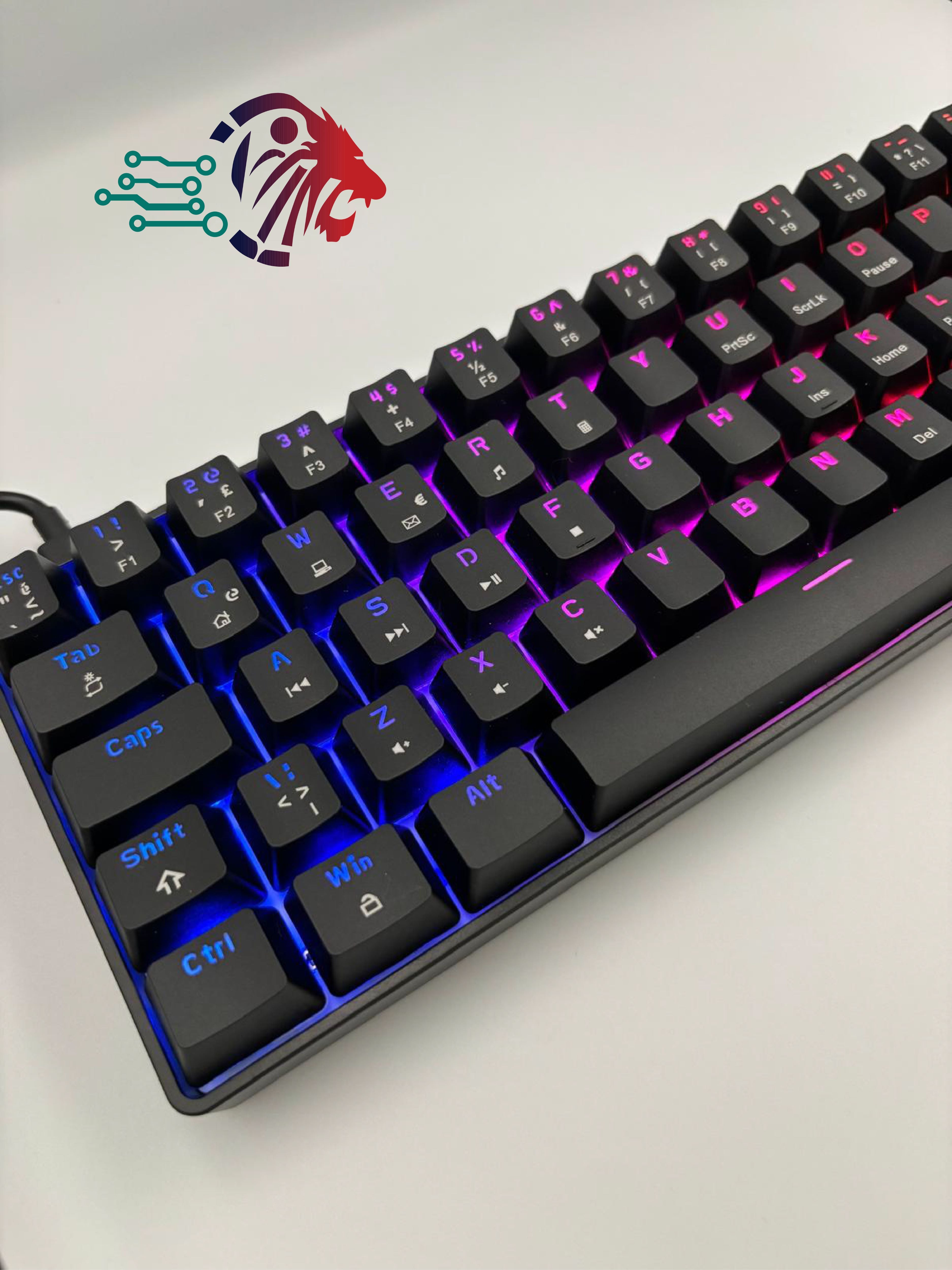 ZIYOULANG T60 Siyah Renk Mavi Switch RGB Mekanik Kablolu Driverli Oyuncu Klavyesi T60 Mini Türkçe Q Klavye