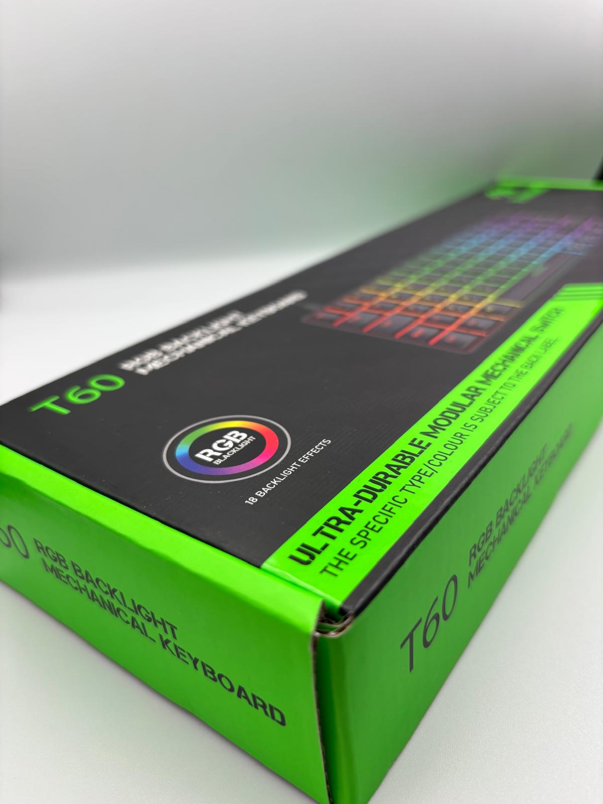 ZIYOULANG T60 Beyaz Renk Kırmızı Switch RGB Mekanik Kablolu Driverli Oyuncu Klavyesi T60 Mini Türkçe Q Klavye