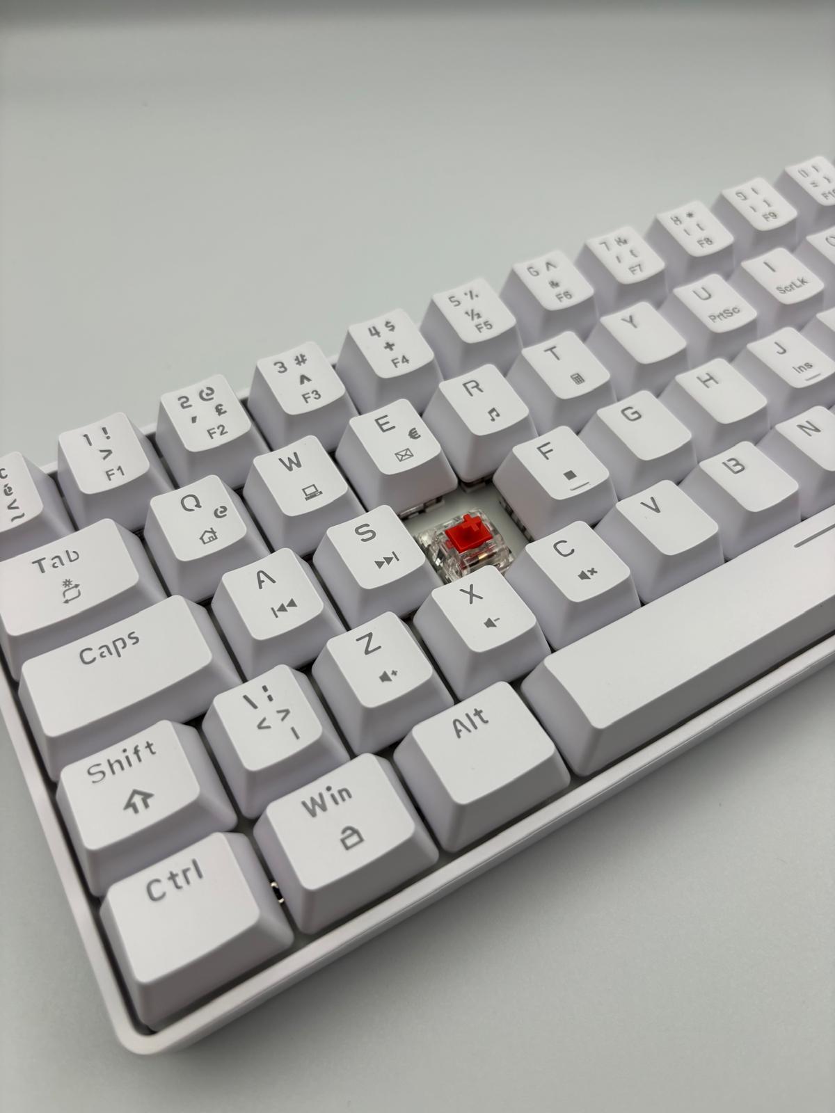 ZIYOULANG T60 Beyaz Renk Kırmızı Switch RGB Mekanik Kablolu Driverli Oyuncu Klavyesi T60 Mini Türkçe Q Klavye