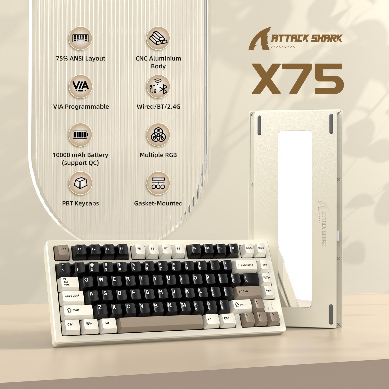 ATTACK SHARK X75 Full Alüminyum Klavye