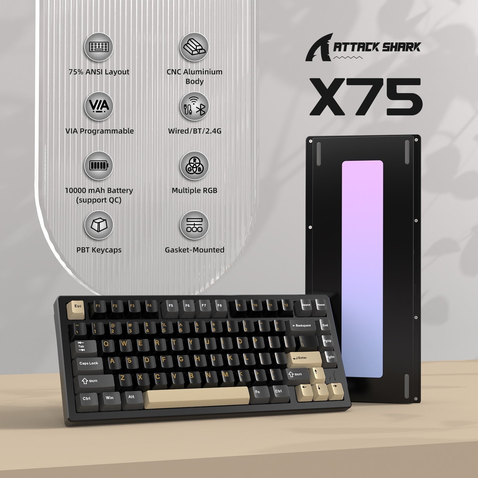 ATTACK SHARK X75 Full Alüminyum Klavye