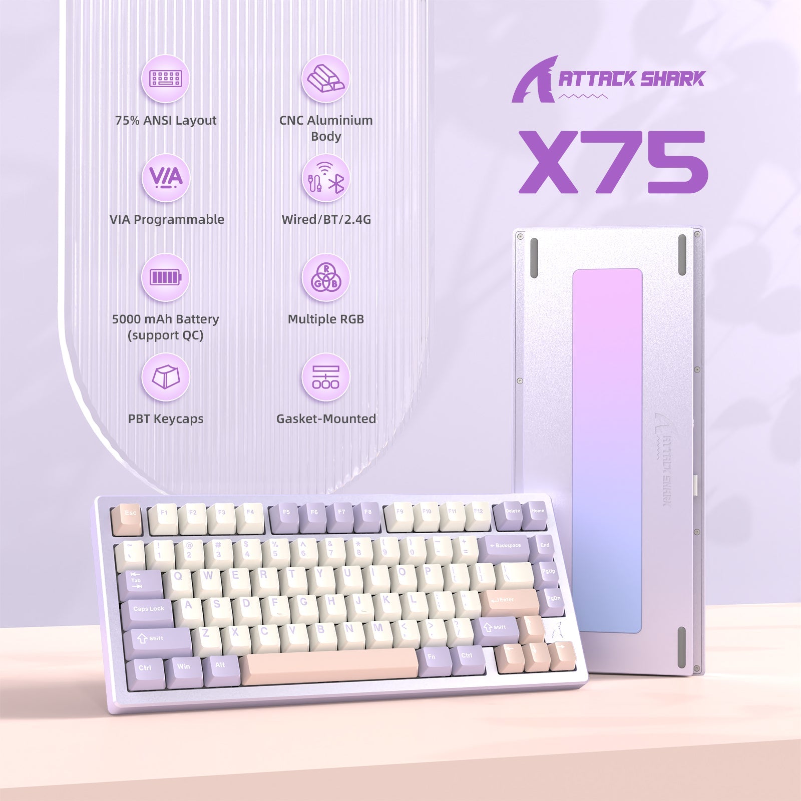 ATTACK SHARK X75 Full Alüminyum Klavye
