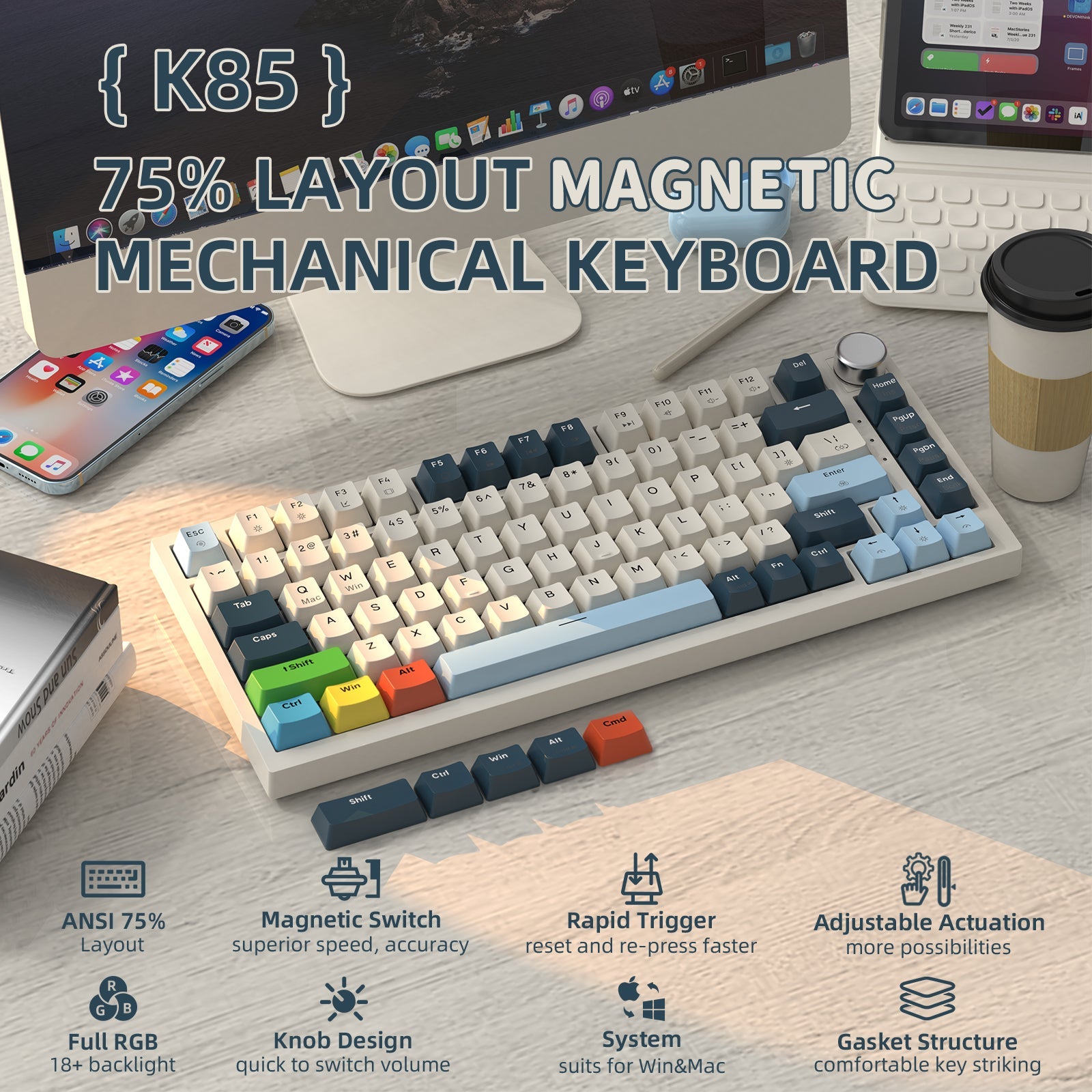 ATTACK SHARK K85 Rapid Trigger Klavye Manyetik Switch