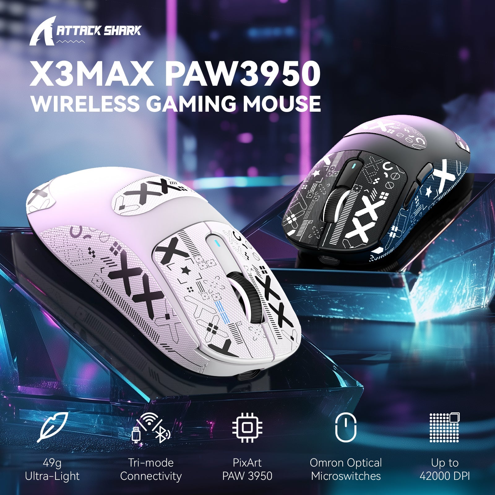ATTACK SHARK X3MAX PAW3950 Wireless Oyuncu Mouse