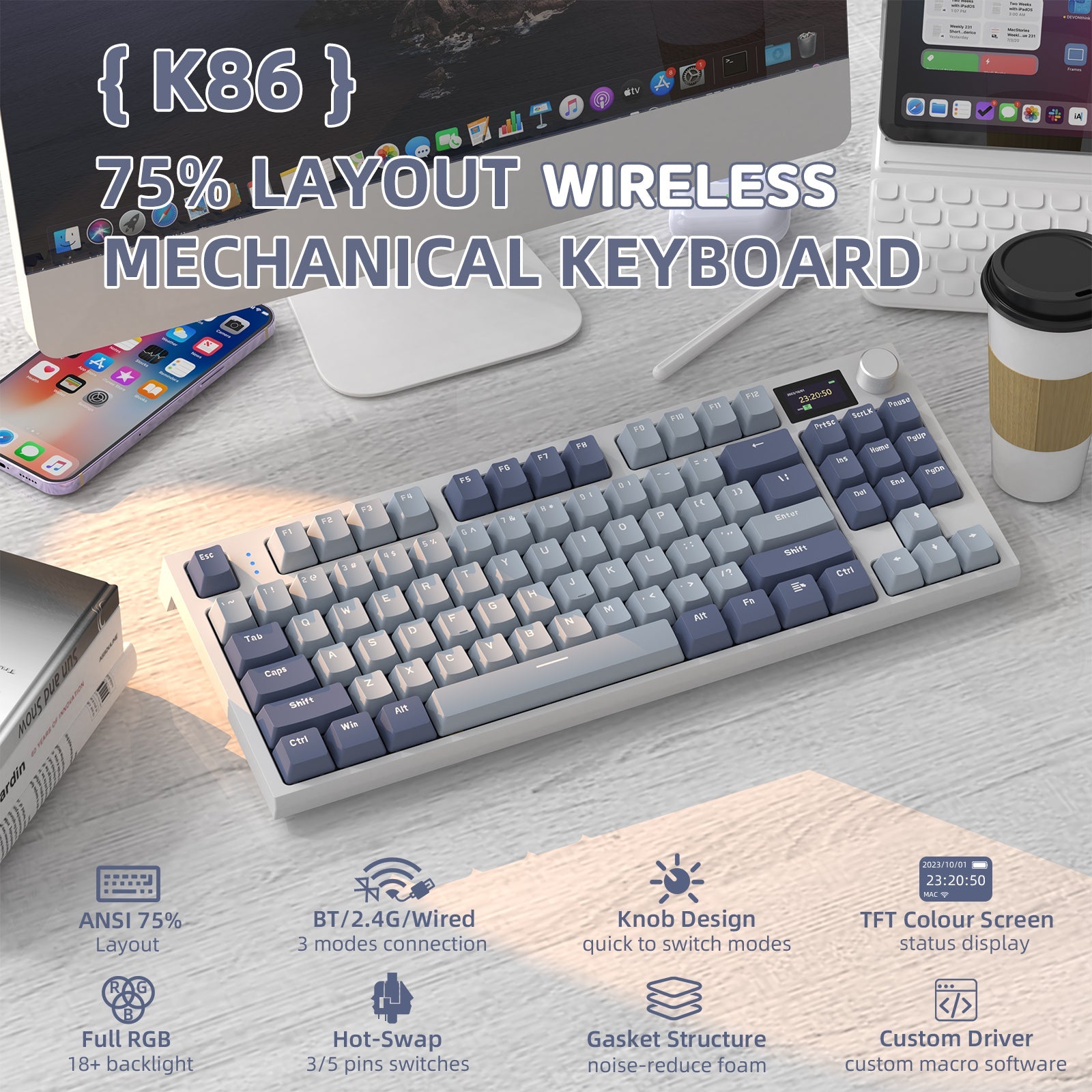ATTACK SHARK K86 Wireless Mekanik Klavye