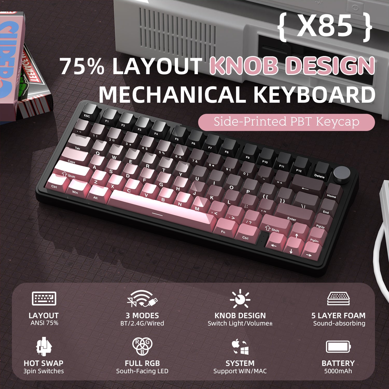 ATTACK SHARK X85 Wireless Mekanik Klavye