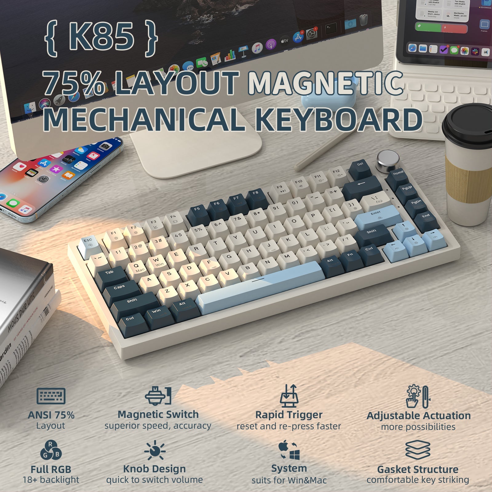 ATTACK SHARK K85 Rapid Trigger Klavye Manyetik Switch