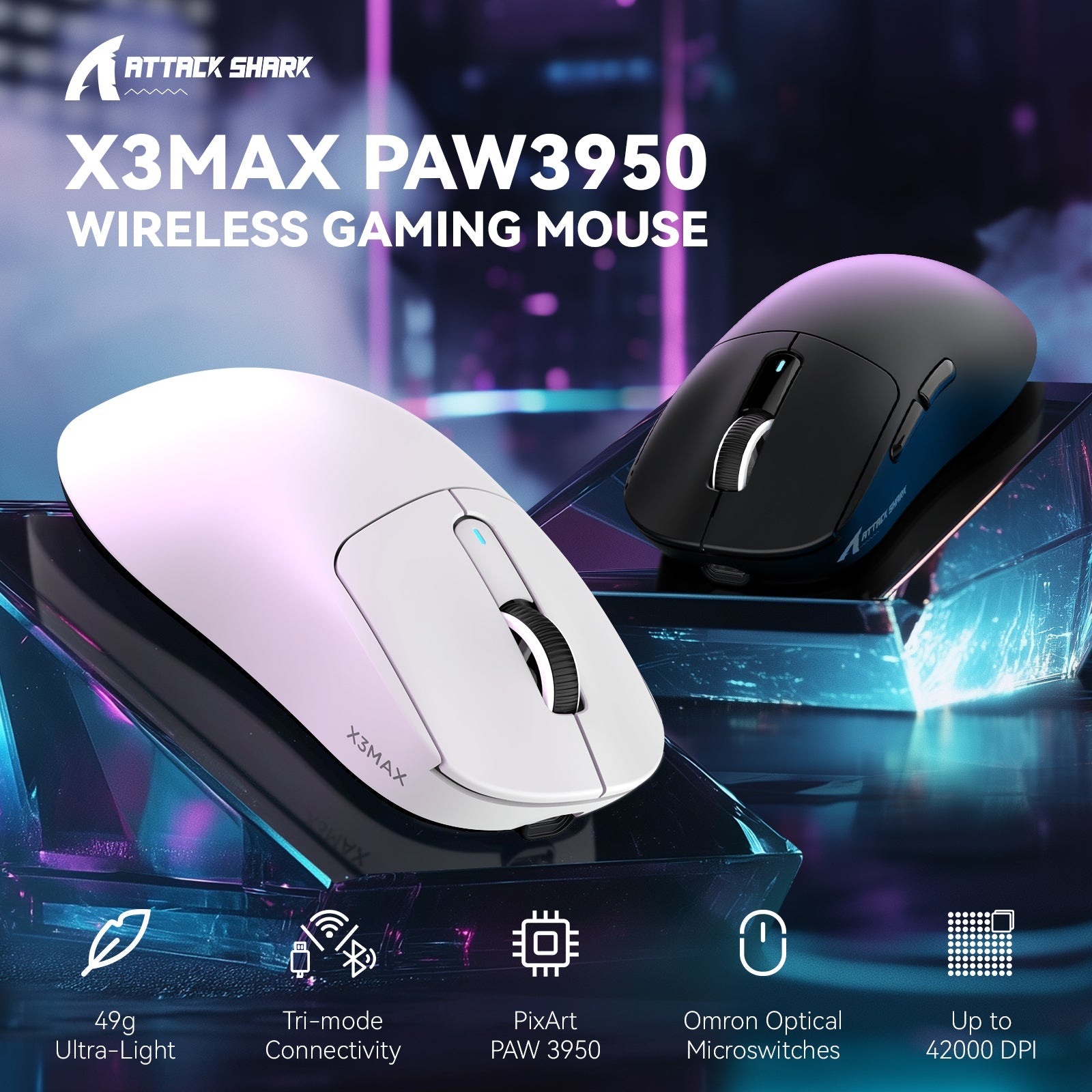 ATTACK SHARK X3MAX PAW3950 Wireless Oyuncu Mouse