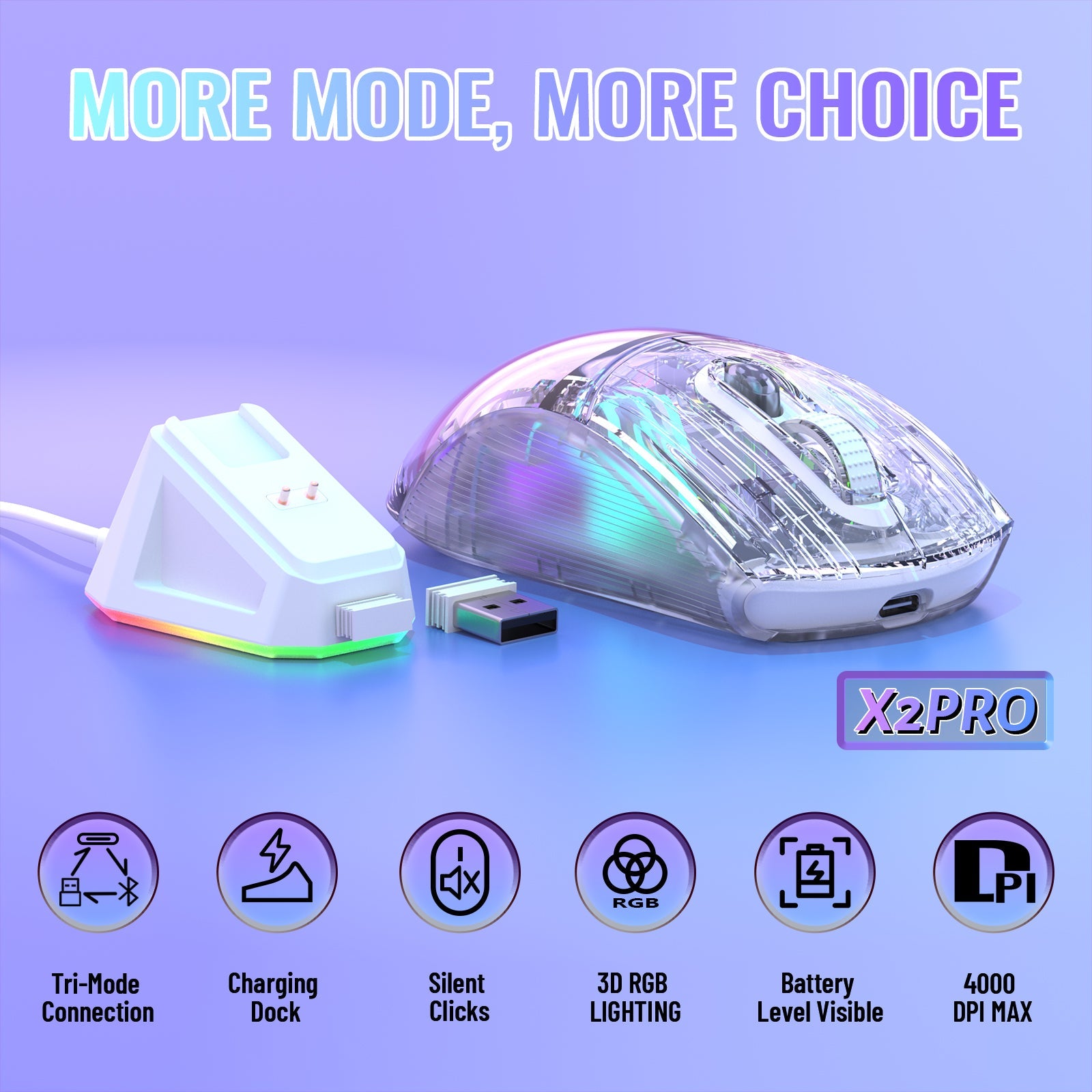 ATTACK SHARK X2PRO Wireless Oyuncu Mouse Şarj Ünitesi İle