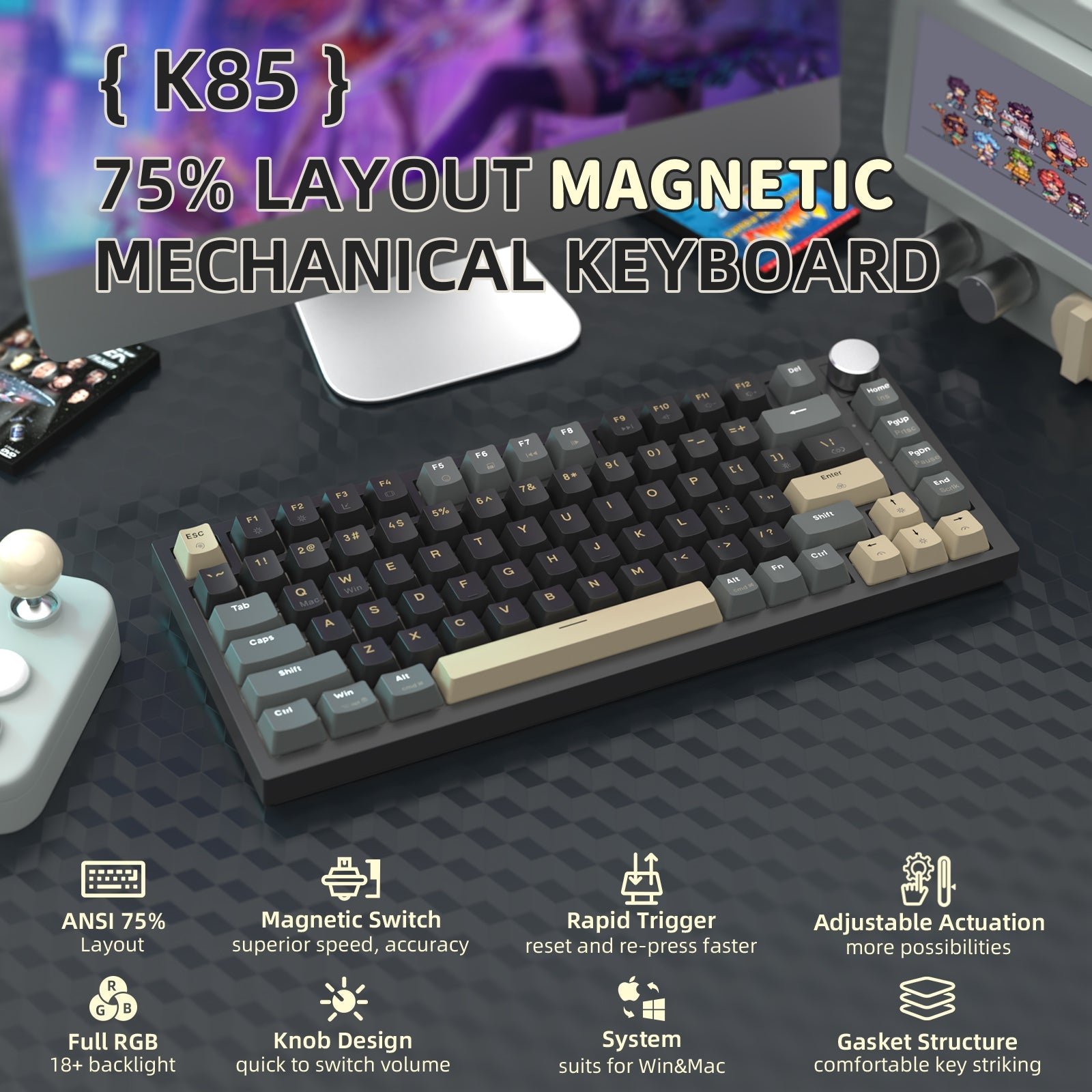 ATTACK SHARK K85 Rapid Trigger Klavye Manyetik Switch