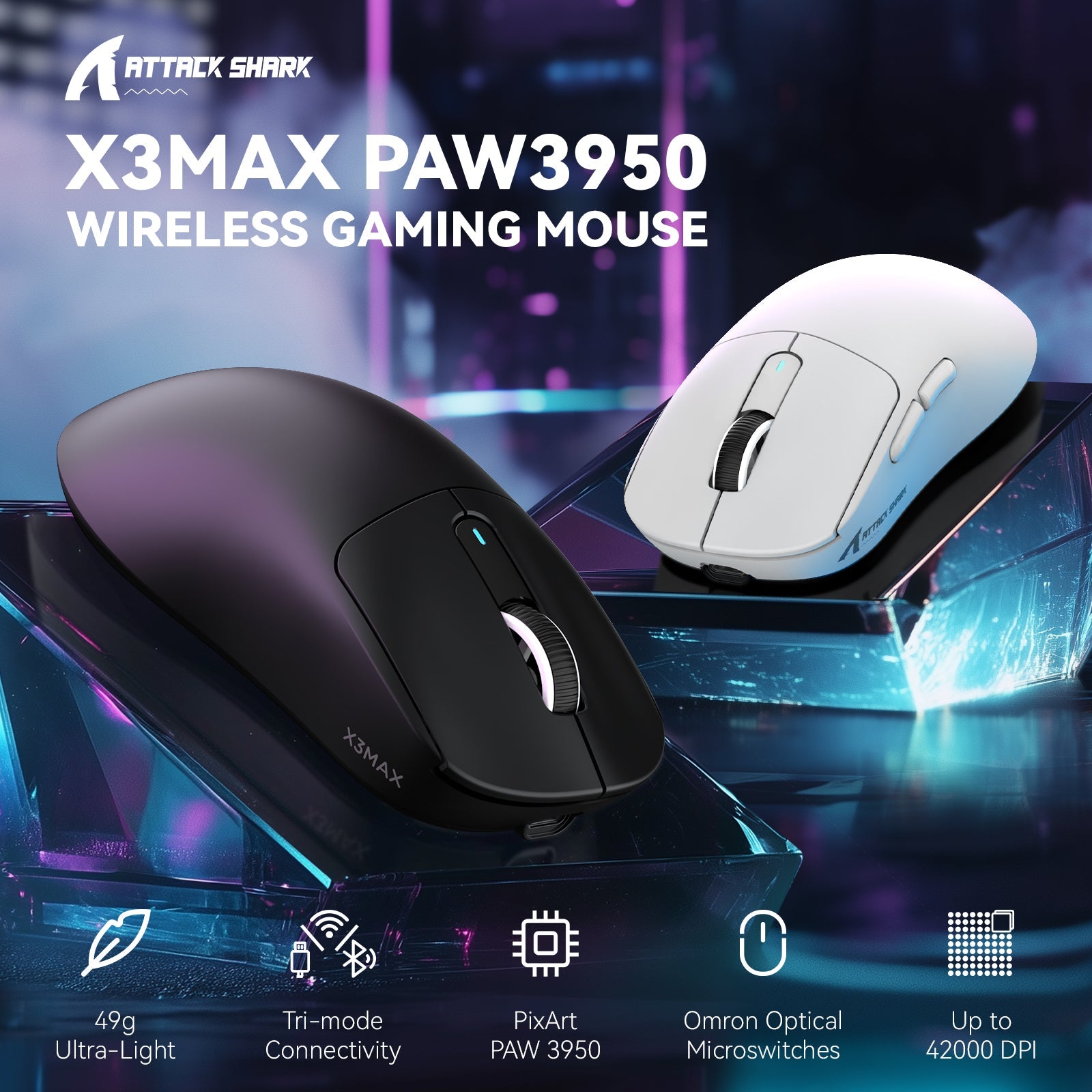 ATTACK SHARK X3MAX PAW3950 Wireless Oyuncu Mouse