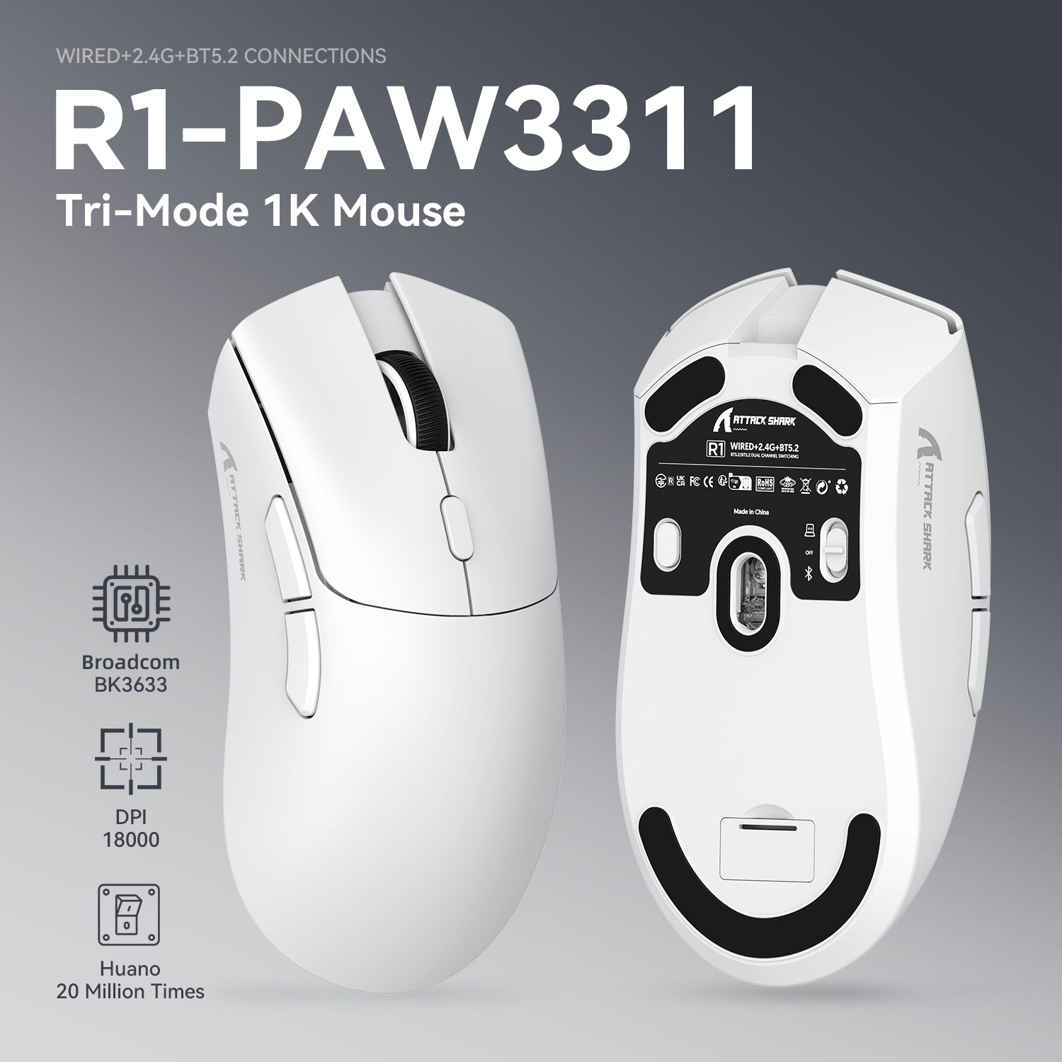 ATTACK SHARK R1 Wireless Oyuncu Mouse