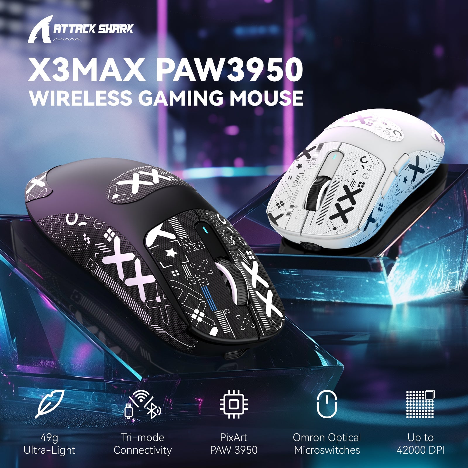 ATTACK SHARK X3MAX PAW3950 Wireless Oyuncu Mouse