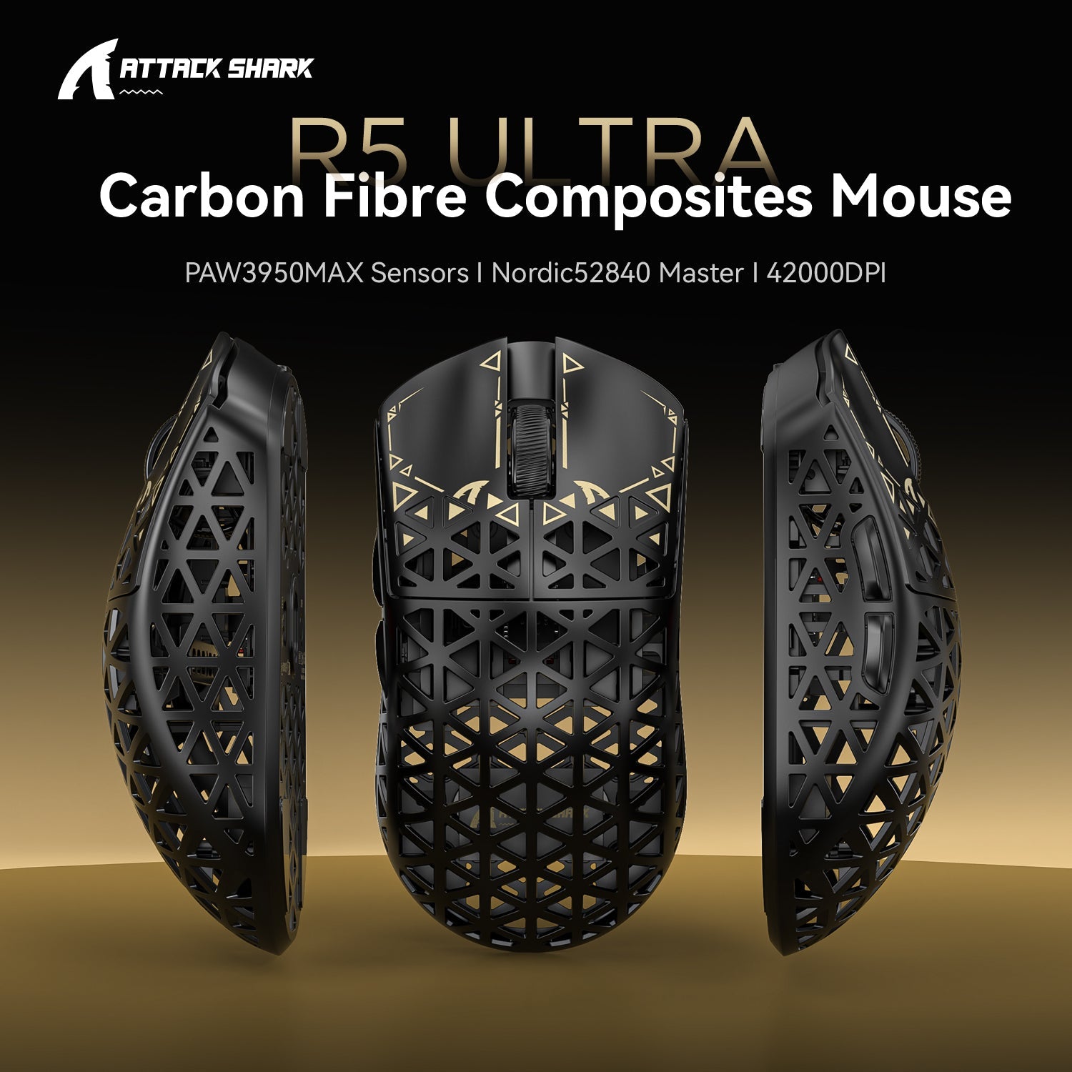 ATTACK SHARK R5 Ultra Carbon Fiber Wireless 8K PAW3950MAX Oyuncu Mouse