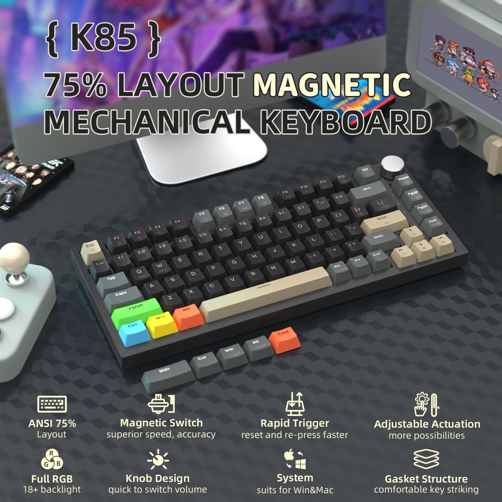 ATTACK SHARK K85 Rapid Trigger Klavye Manyetik Switch