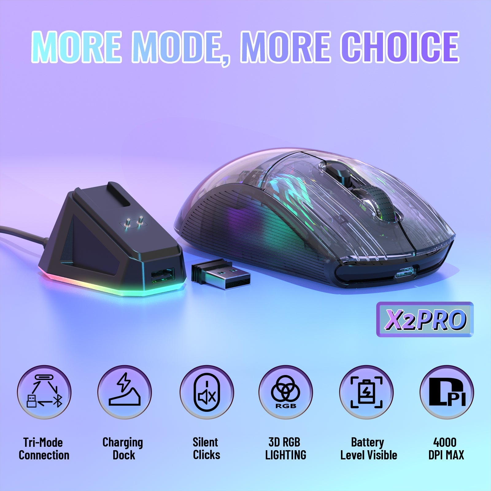 ATTACK SHARK X2PRO Wireless Oyuncu Mouse Şarj Ünitesi İle