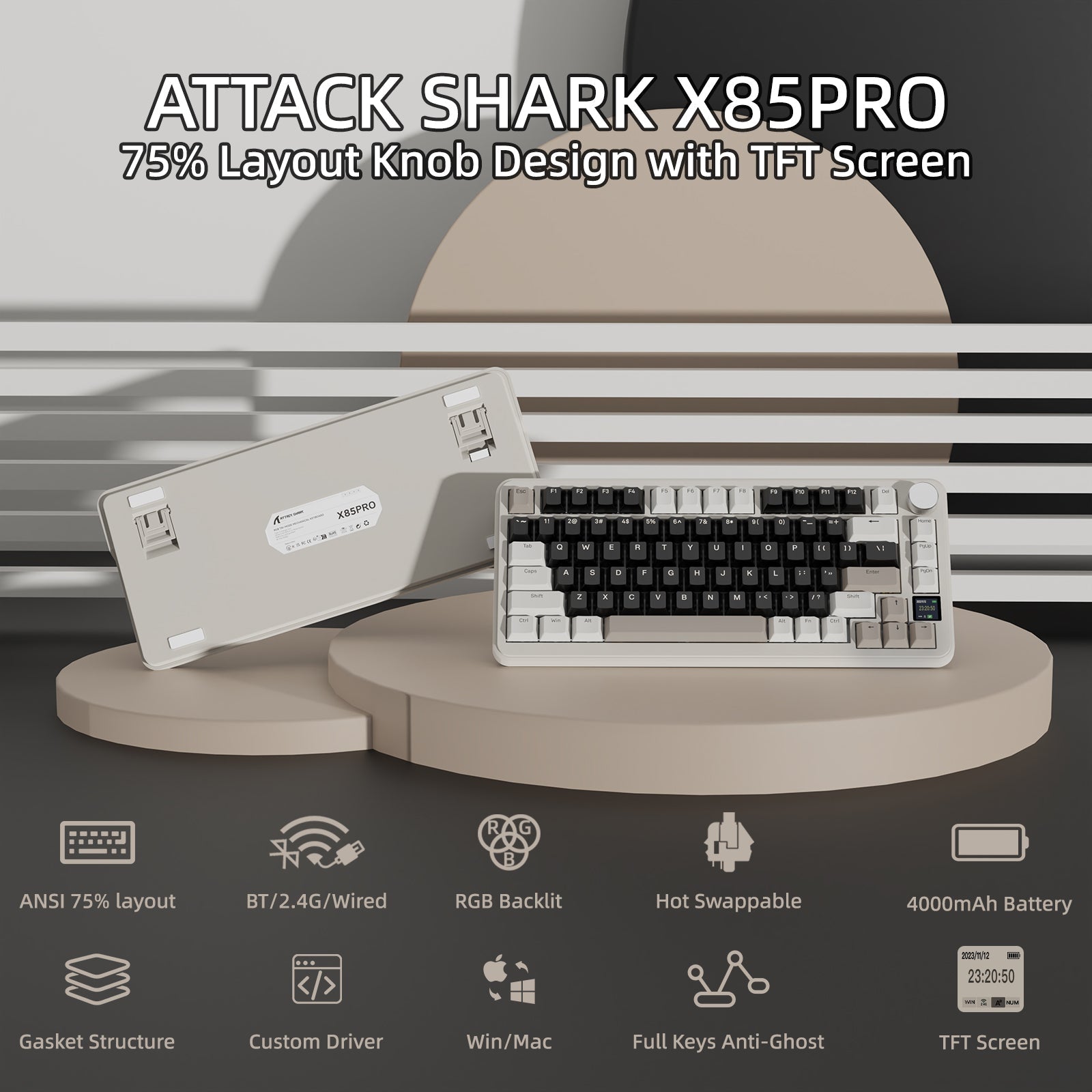 ATTACK SHARK X85PRO Tri-mode Gasket Mekanik Klavye