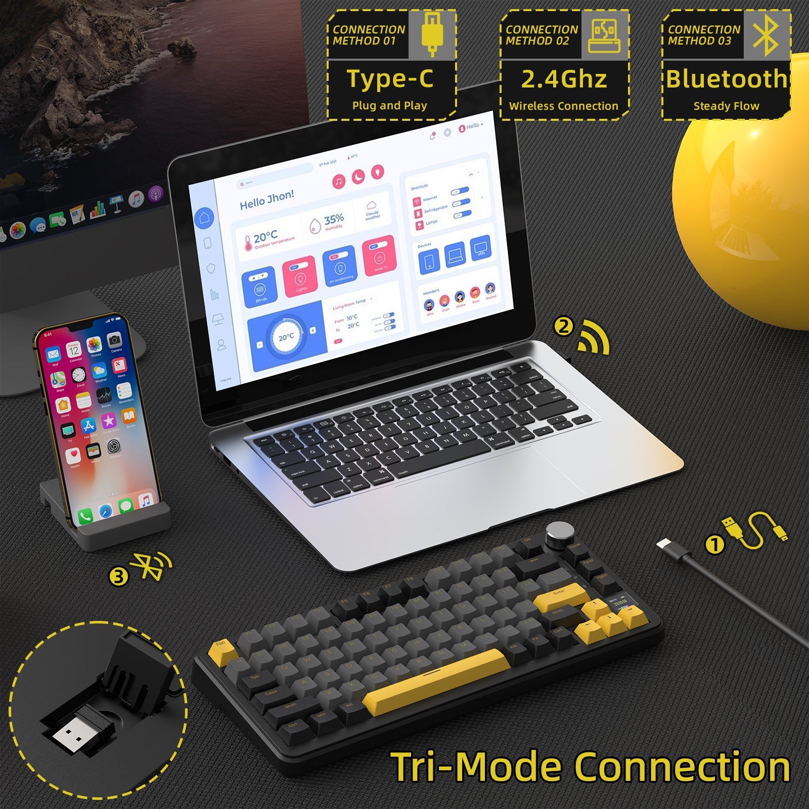 ATTACK SHARK X85PRO Tri-mode Gasket Mekanik Klavye