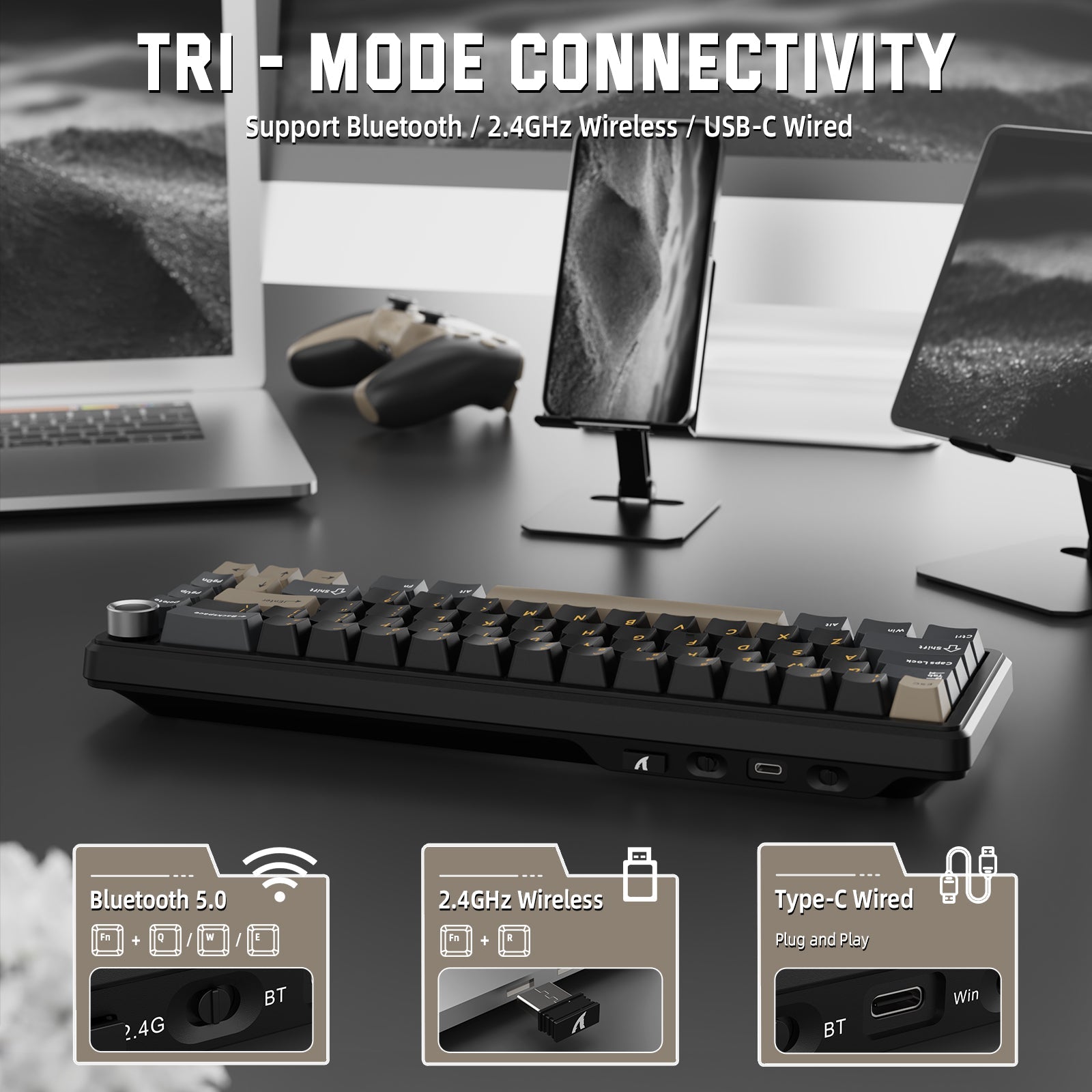 ATTACK SHARK X66 Wireless Mekanik Klavye with Side Printed PBT Tuş Takımı