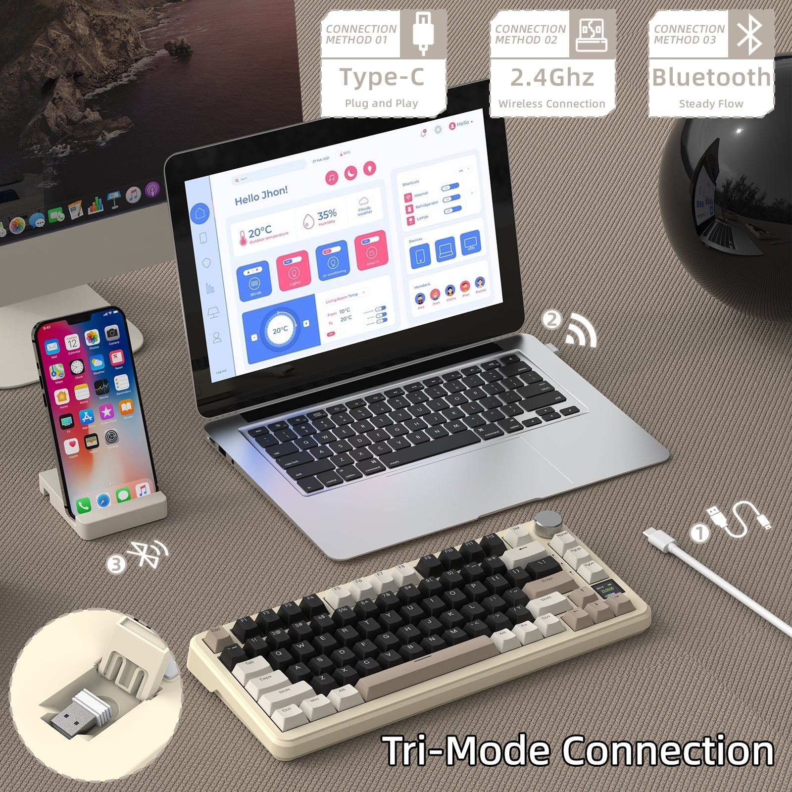 ATTACK SHARK X85PRO Tri-mode Gasket Mekanik Klavye