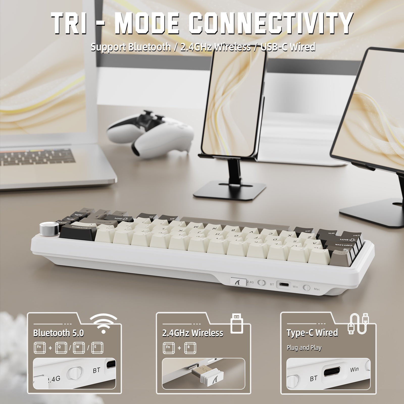 ATTACK SHARK X66 Wireless Mekanik Klavye with Side Printed PBT Tuş Takımı