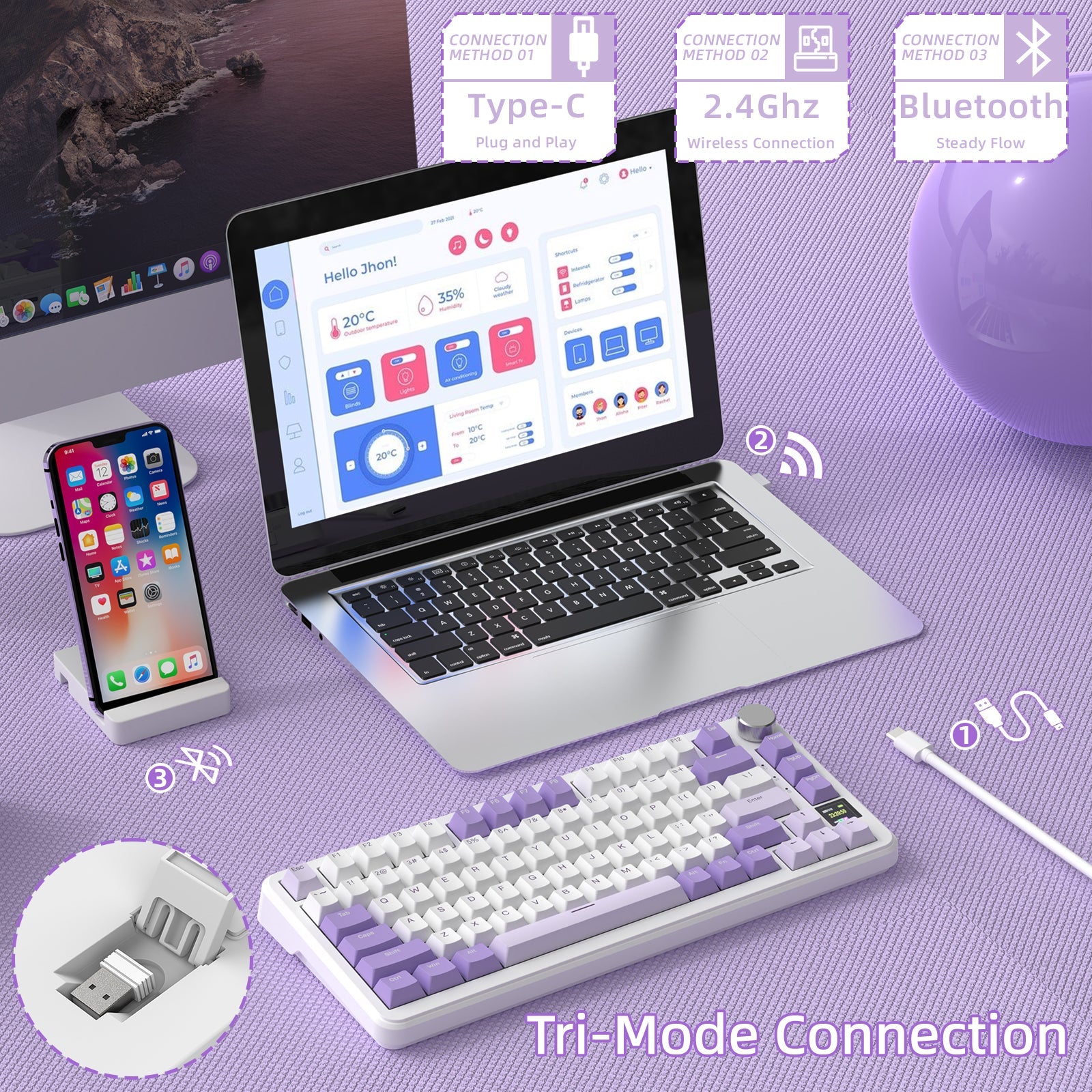 ATTACK SHARK X85PRO Tri-mode Gasket Mekanik Klavye