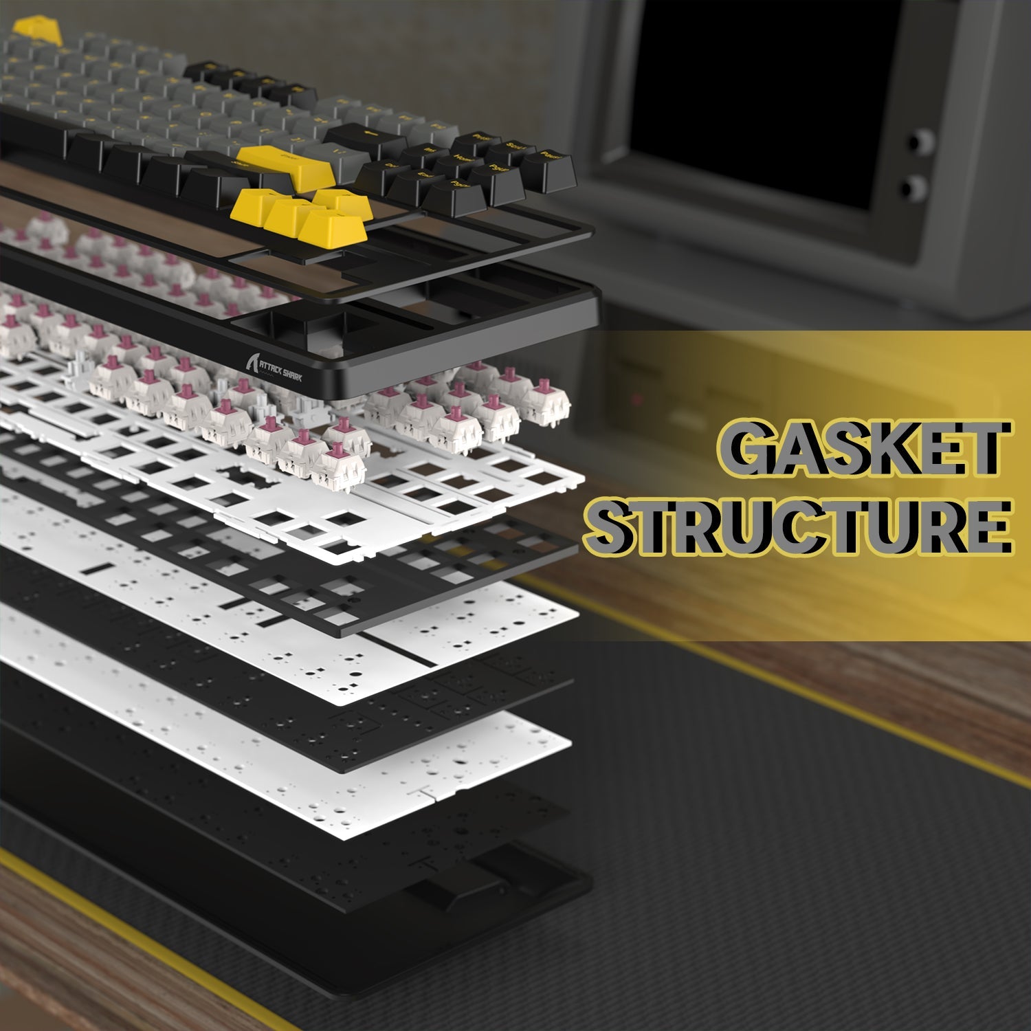 ATTACK SHARK X87 Tri-mode Gasket Mekanik Klavye