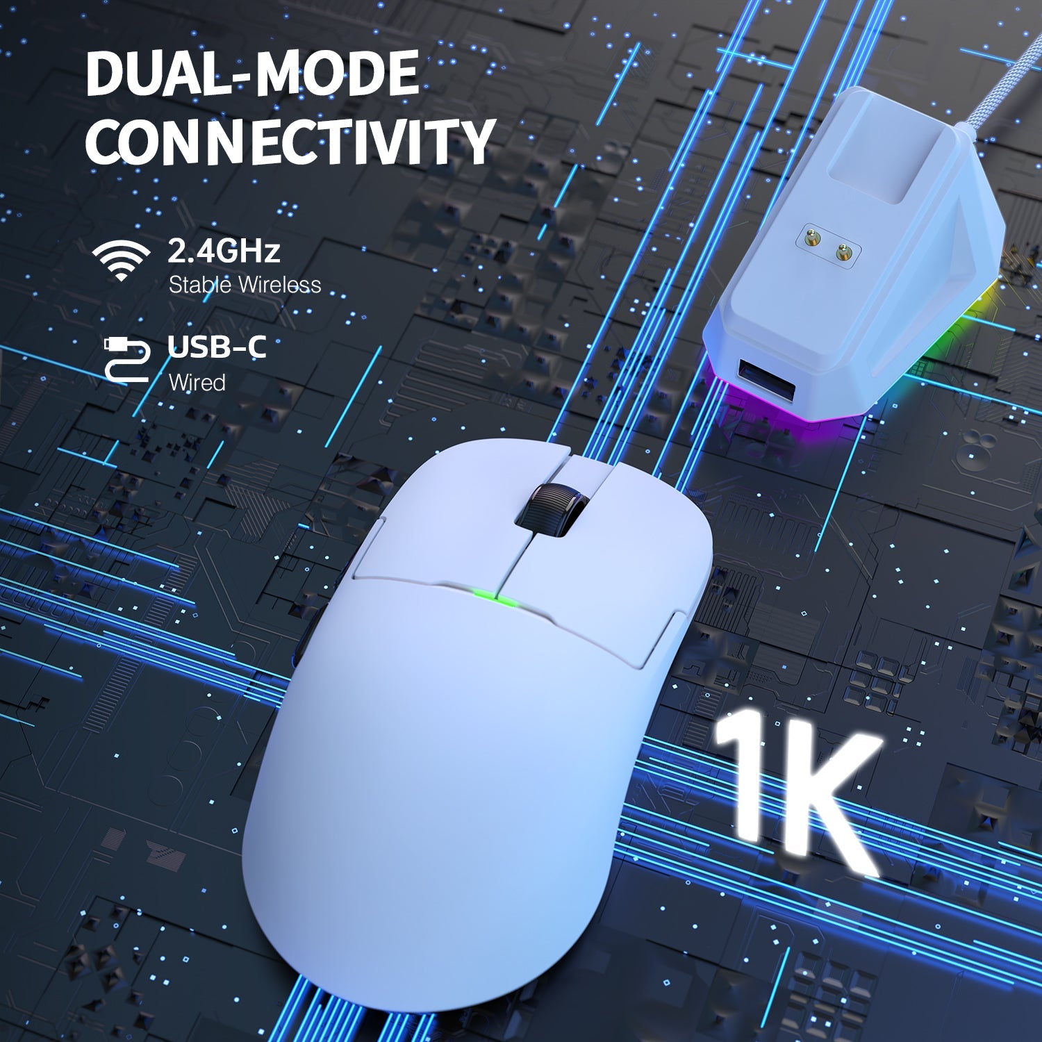 ATTACK SHARK x AJ159P Tri-mode Oyuncu Mouse Şarj Ünitesi İle