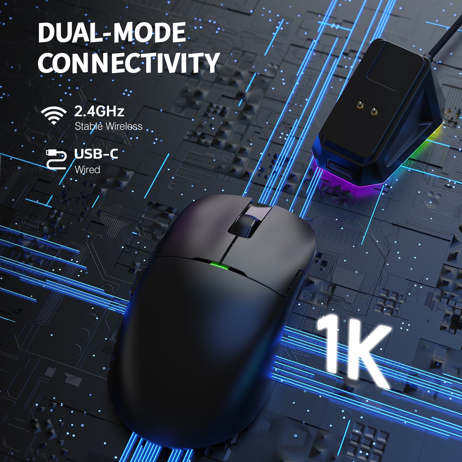 ATTACK SHARK x AJ159P Tri-mode Oyuncu Mouse Şarj Ünitesi İle