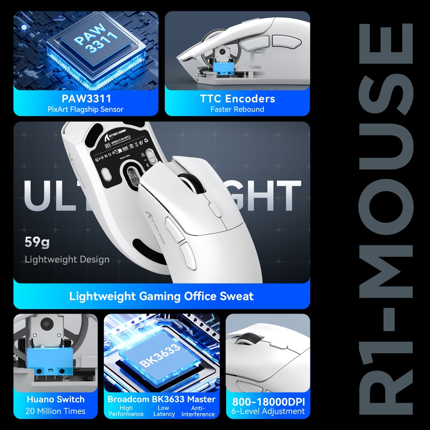 ATTACK SHARK R1 Wireless Oyuncu Mouse