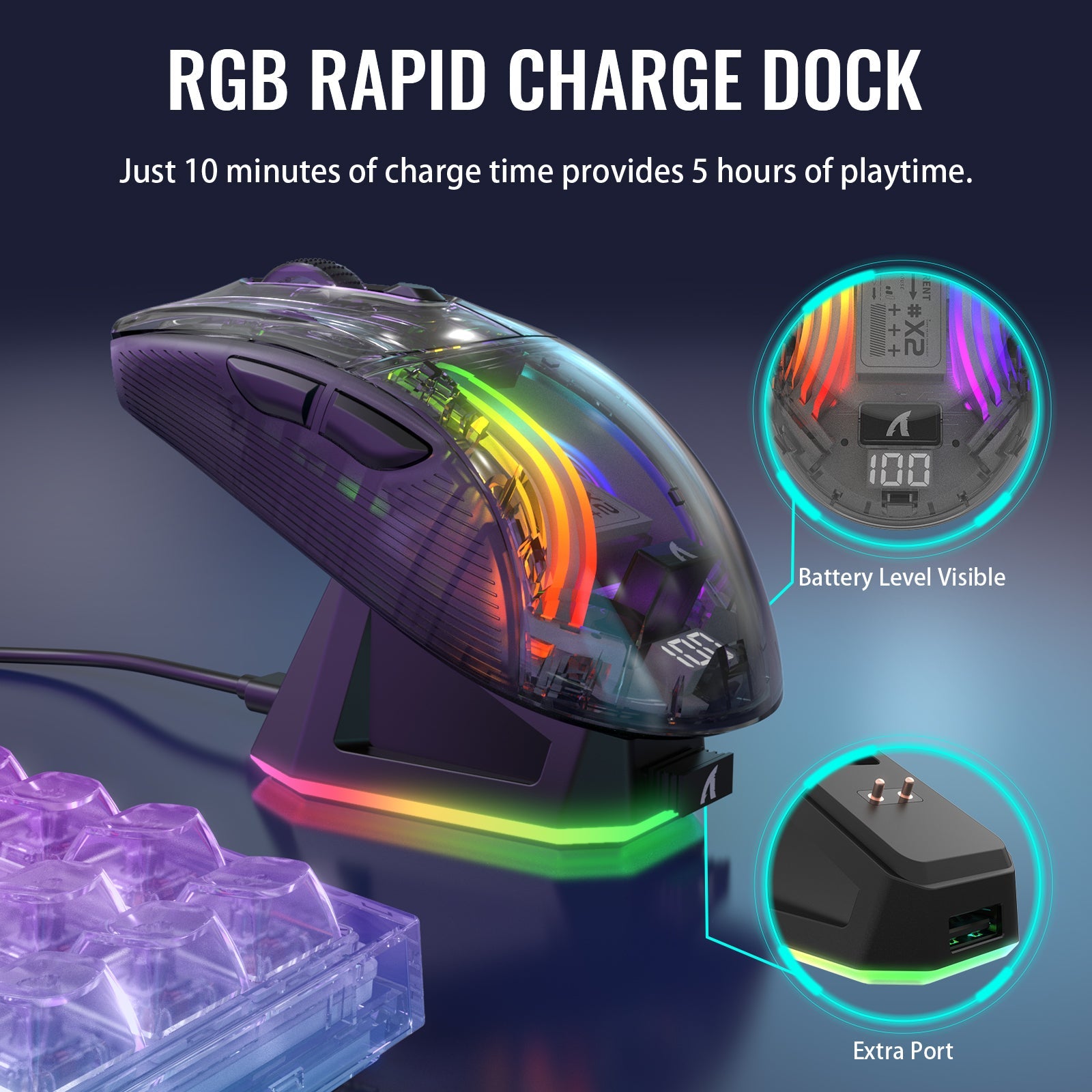ATTACK SHARK X2PRO Wireless Oyuncu Mouse Şarj Ünitesi İle