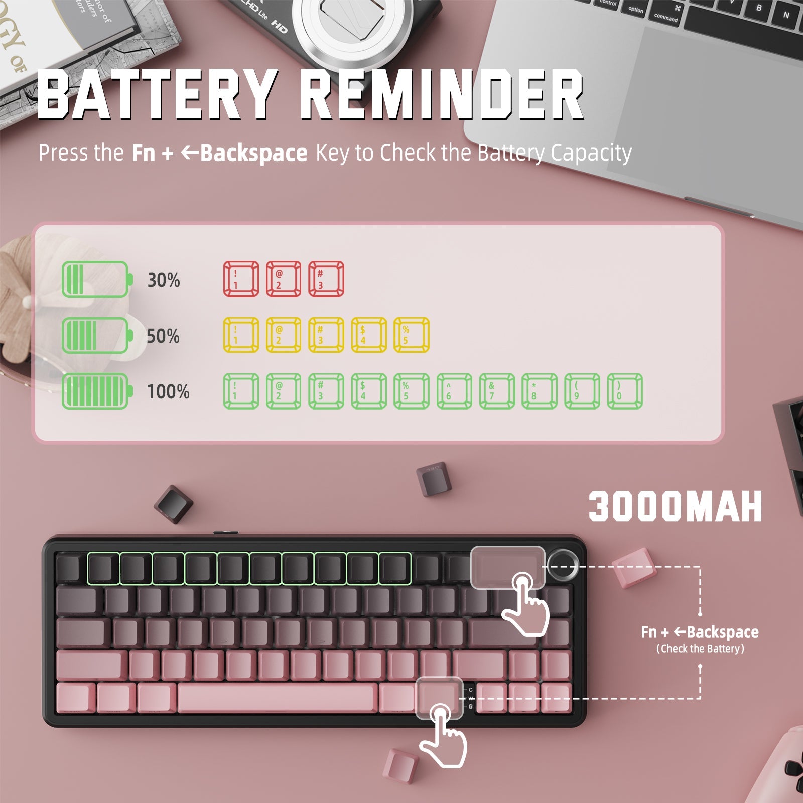 ATTACK SHARK X66 Wireless Mekanik Klavye with Side Printed PBT Tuş Takımı