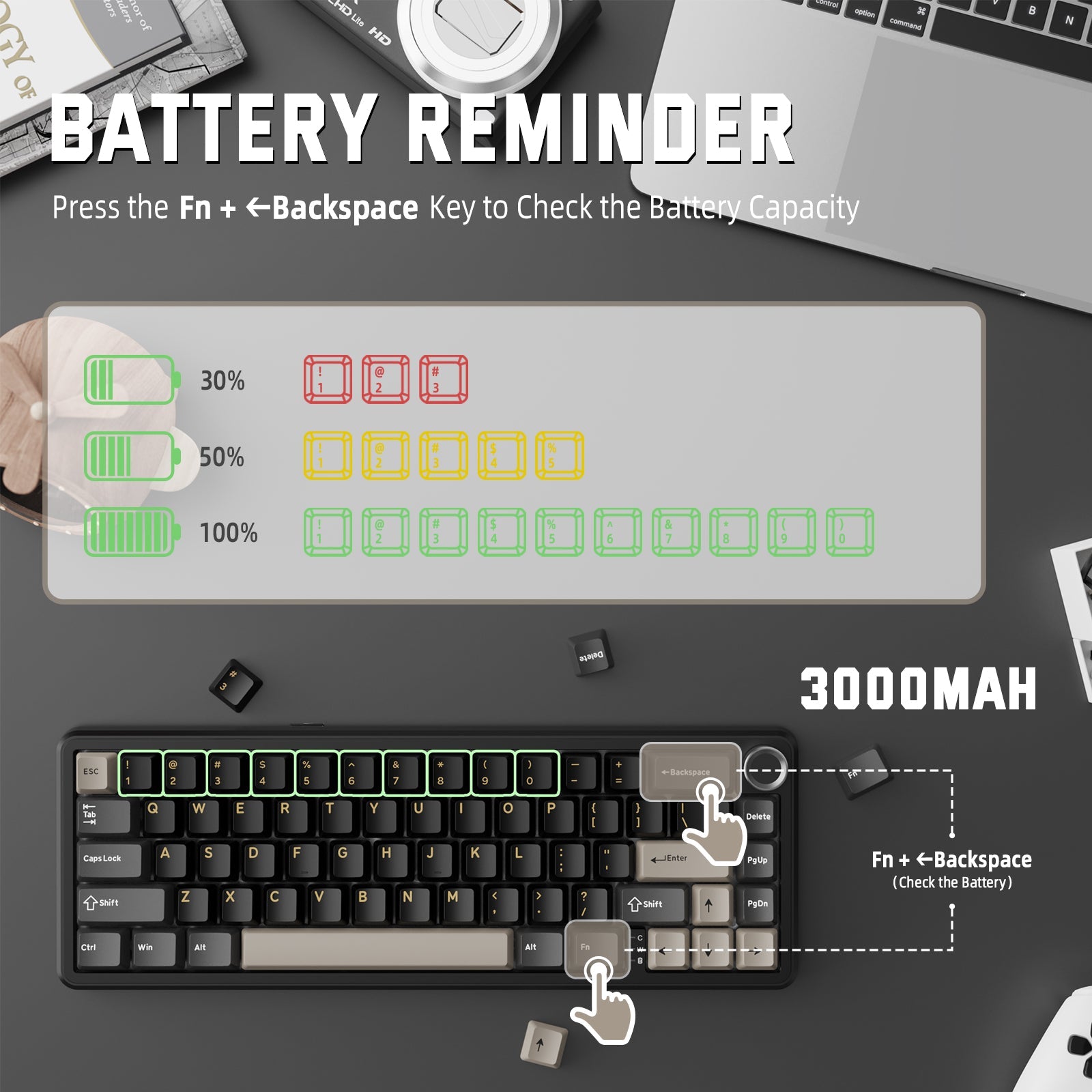 ATTACK SHARK X66 Wireless Mekanik Klavye with Side Printed PBT Tuş Takımı