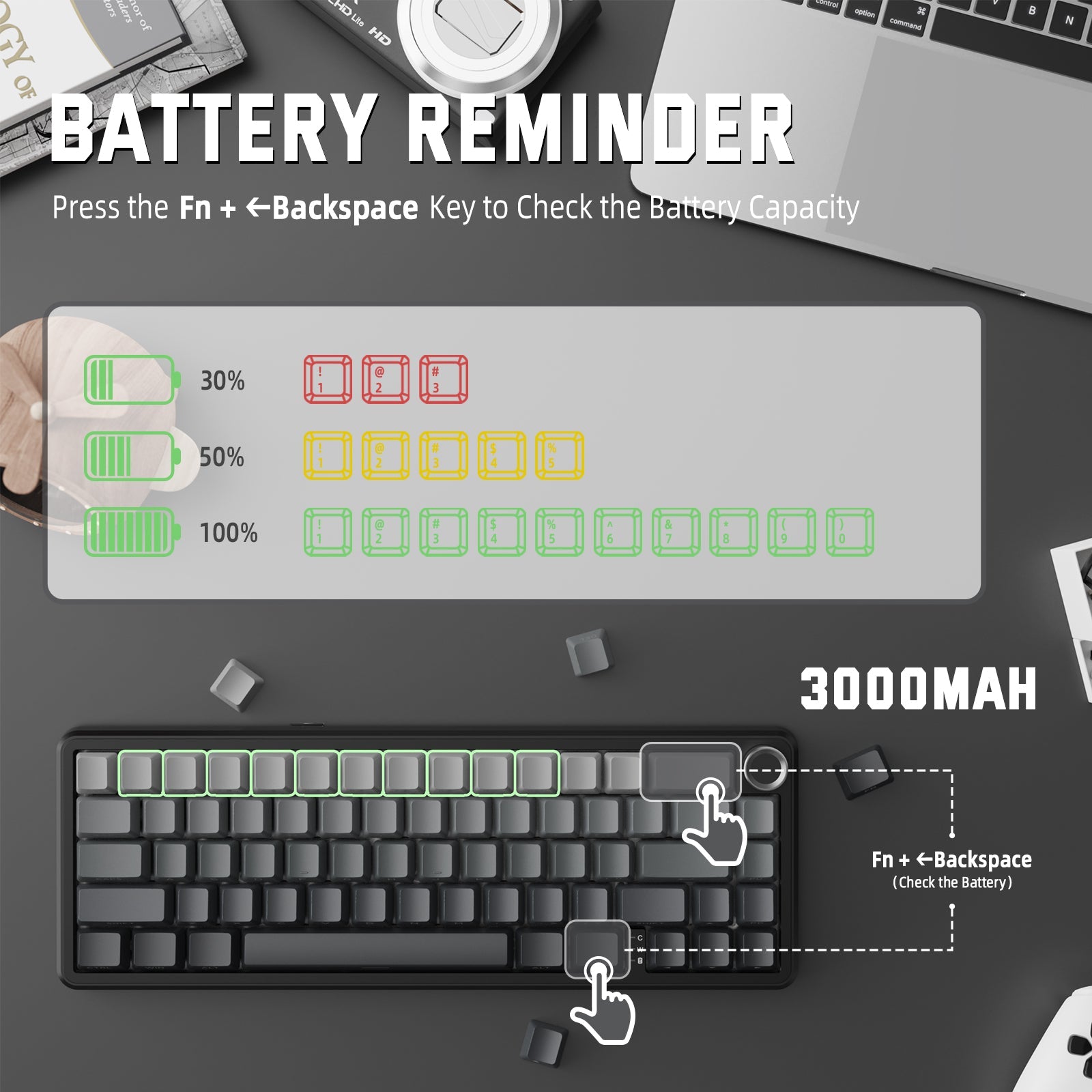 ATTACK SHARK X66 Wireless Mekanik Klavye with Side Printed PBT Tuş Takımı