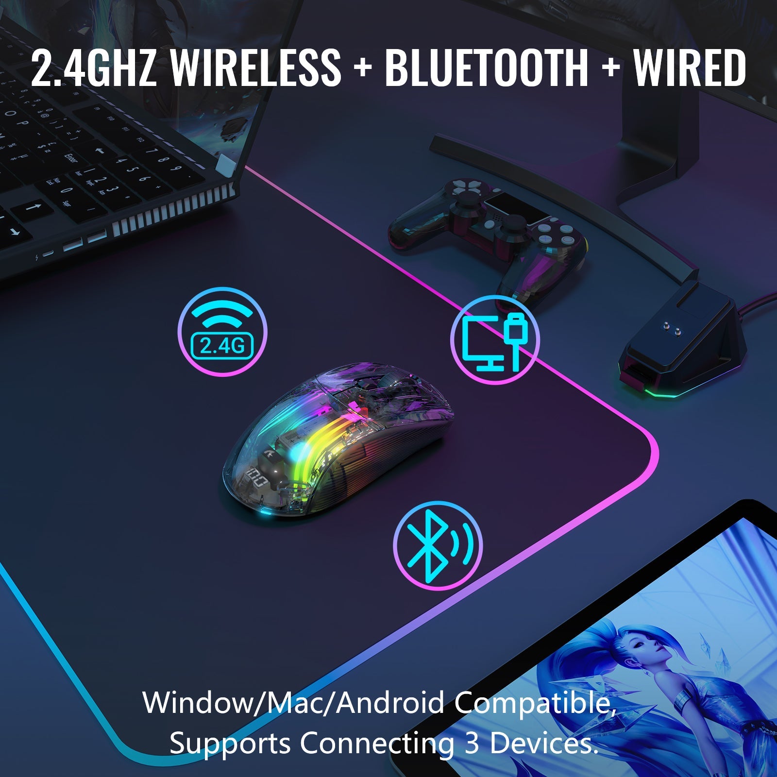 ATTACK SHARK X2PRO Wireless Oyuncu Mouse Şarj Ünitesi İle