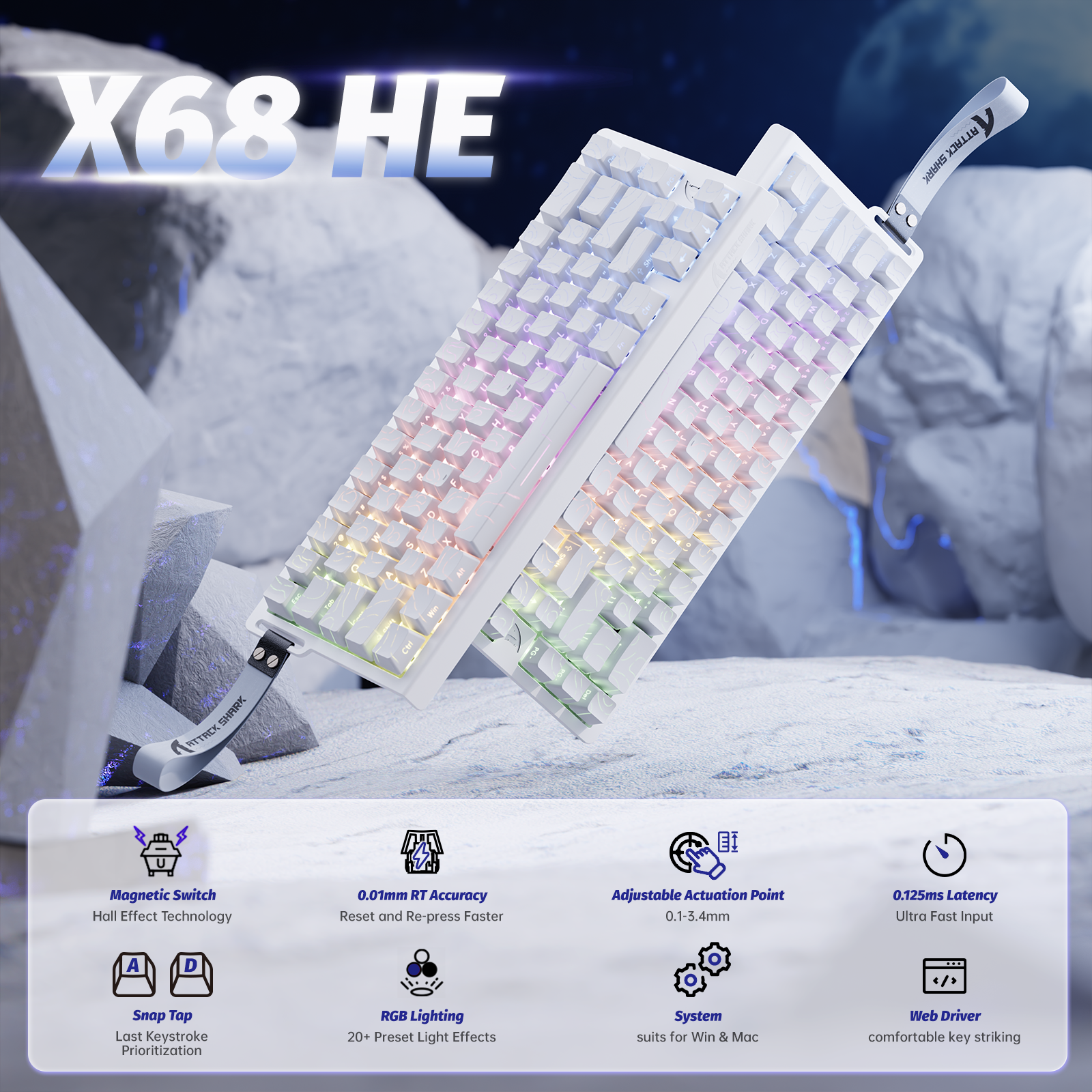 ATTACK SHARK X68 HE Rapid Trigger Klavye Manyetik Switch