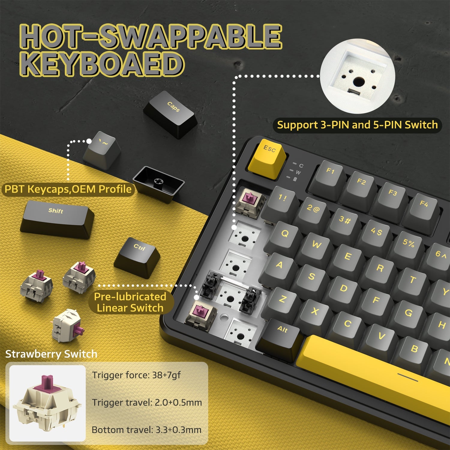ATTACK SHARK X87 Tri-mode Gasket Mekanik Klavye
