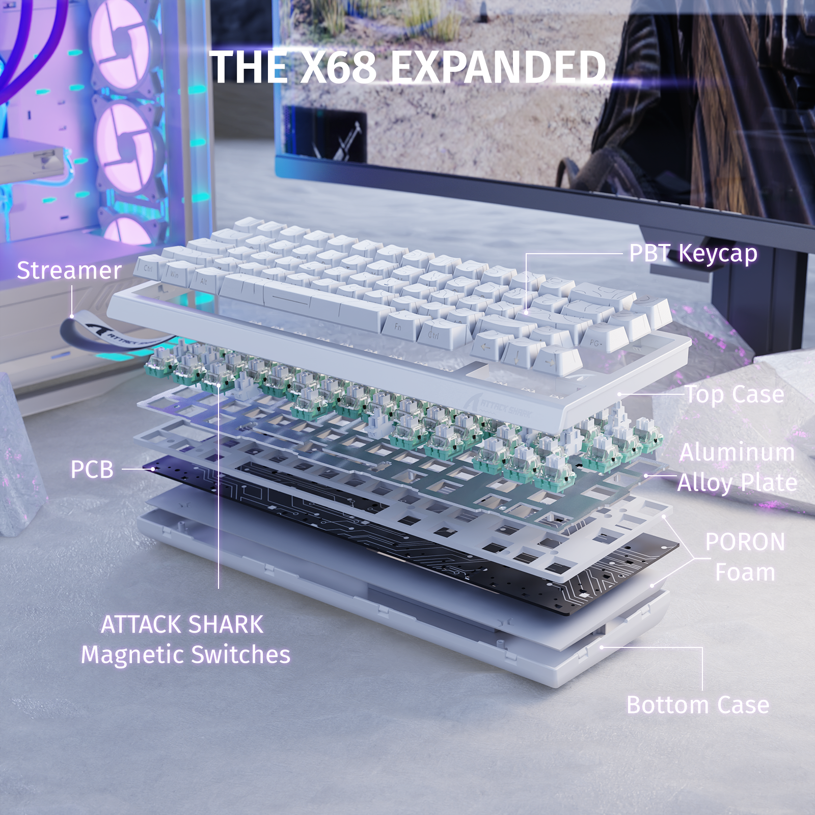ATTACK SHARK X68 HE Rapid Trigger Klavye Manyetik Switch
