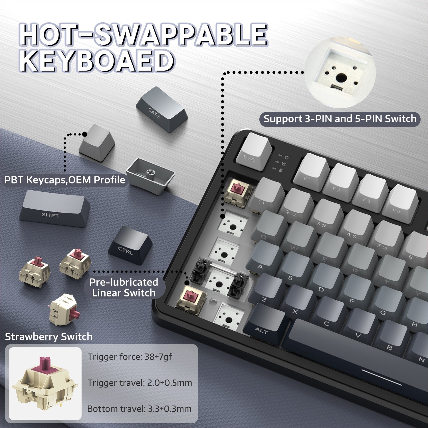 ATTACK SHARK X87 Tri-mode Gasket Mekanik Klavye