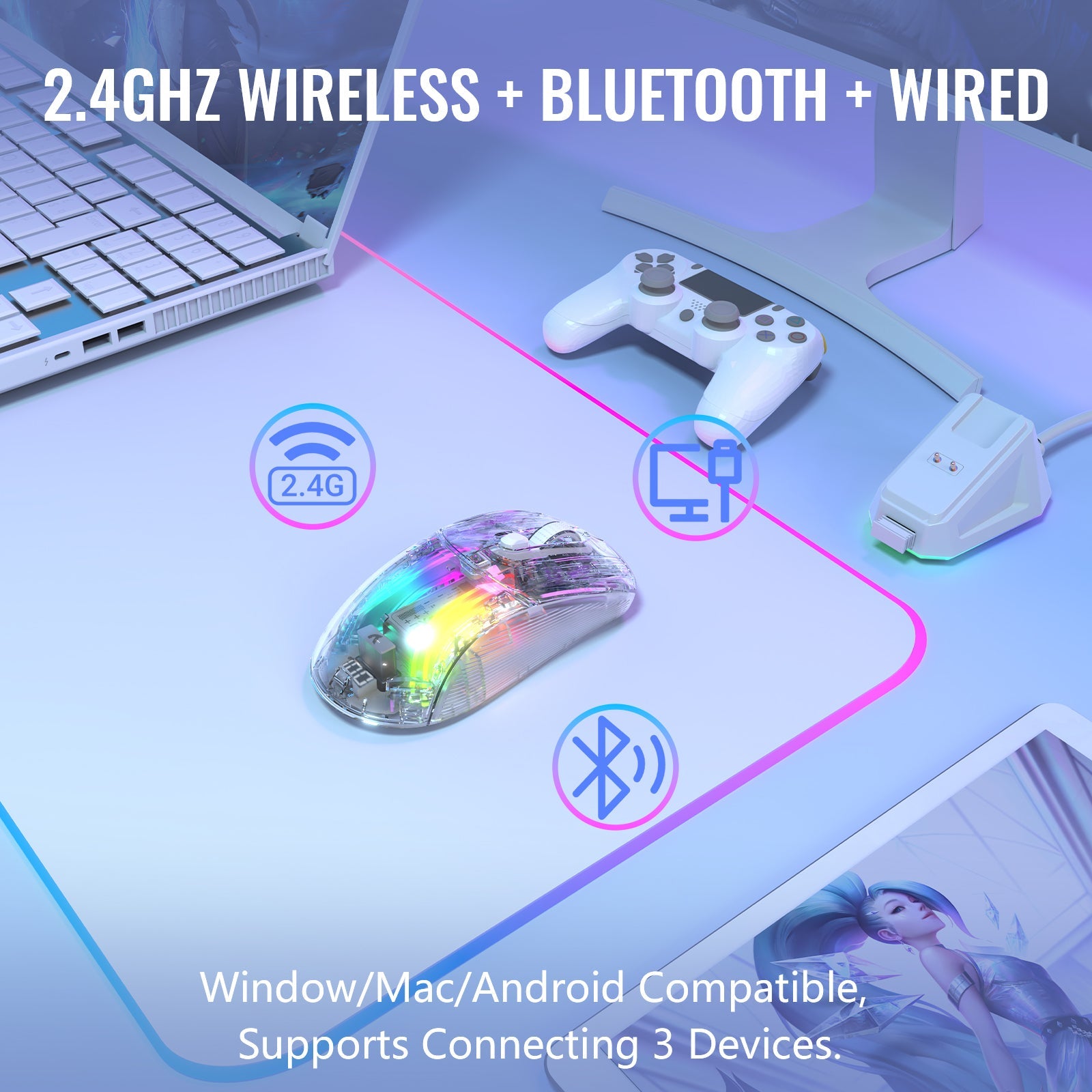 ATTACK SHARK X2PRO Wireless Oyuncu Mouse Şarj Ünitesi İle