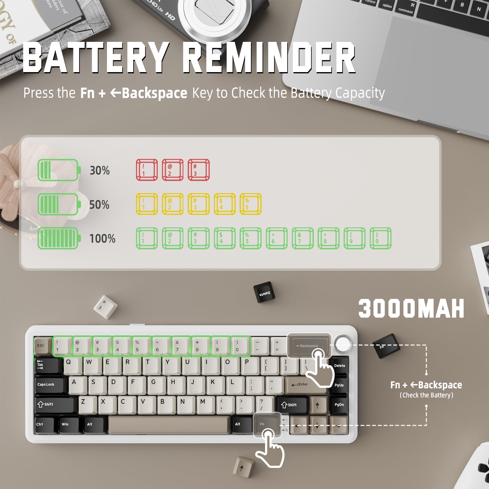 ATTACK SHARK X66 Wireless Mekanik Klavye with Side Printed PBT Tuş Takımı