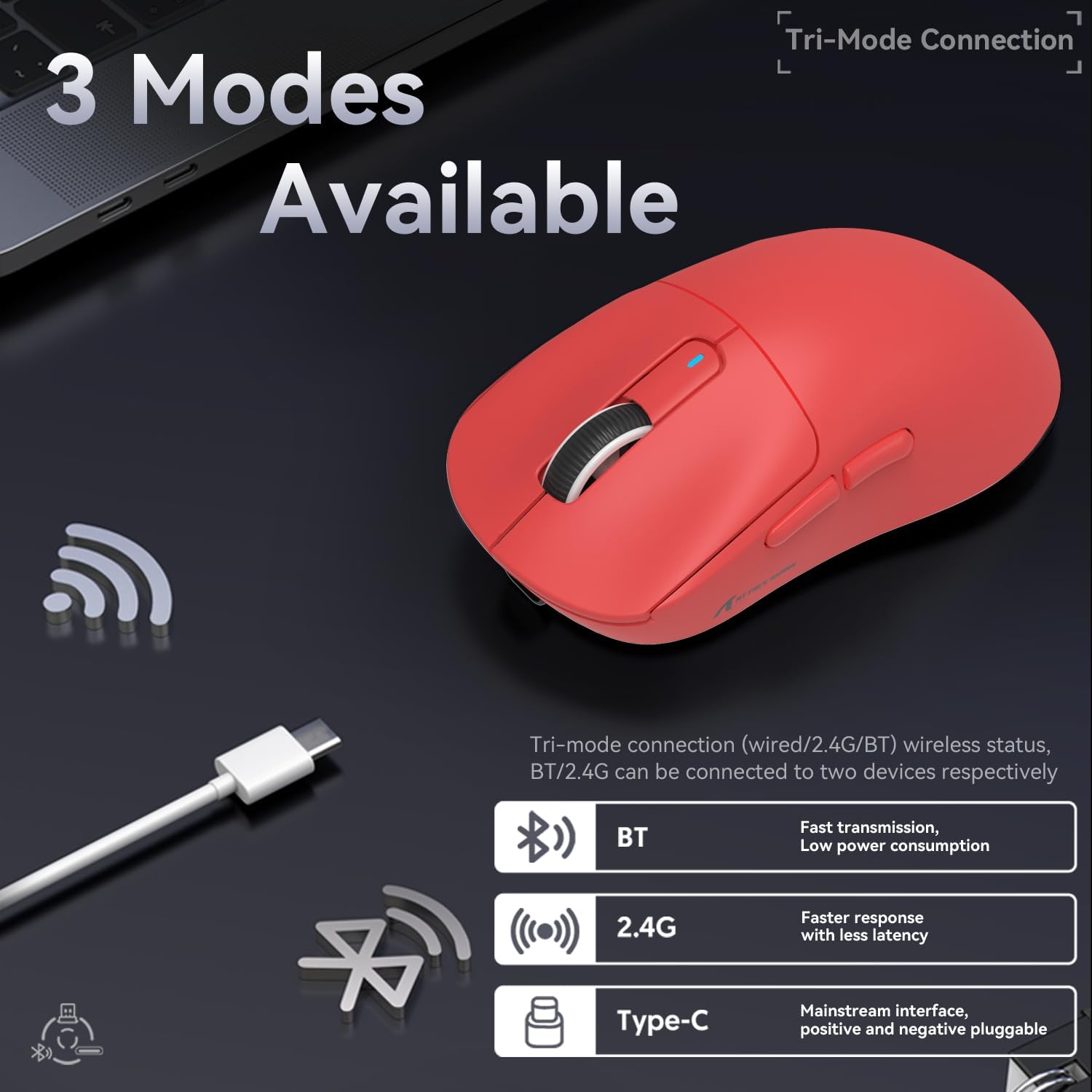 ATTACK SHARK X3 Kablosuz Oyuncu Mouse PAW3395 Superlight