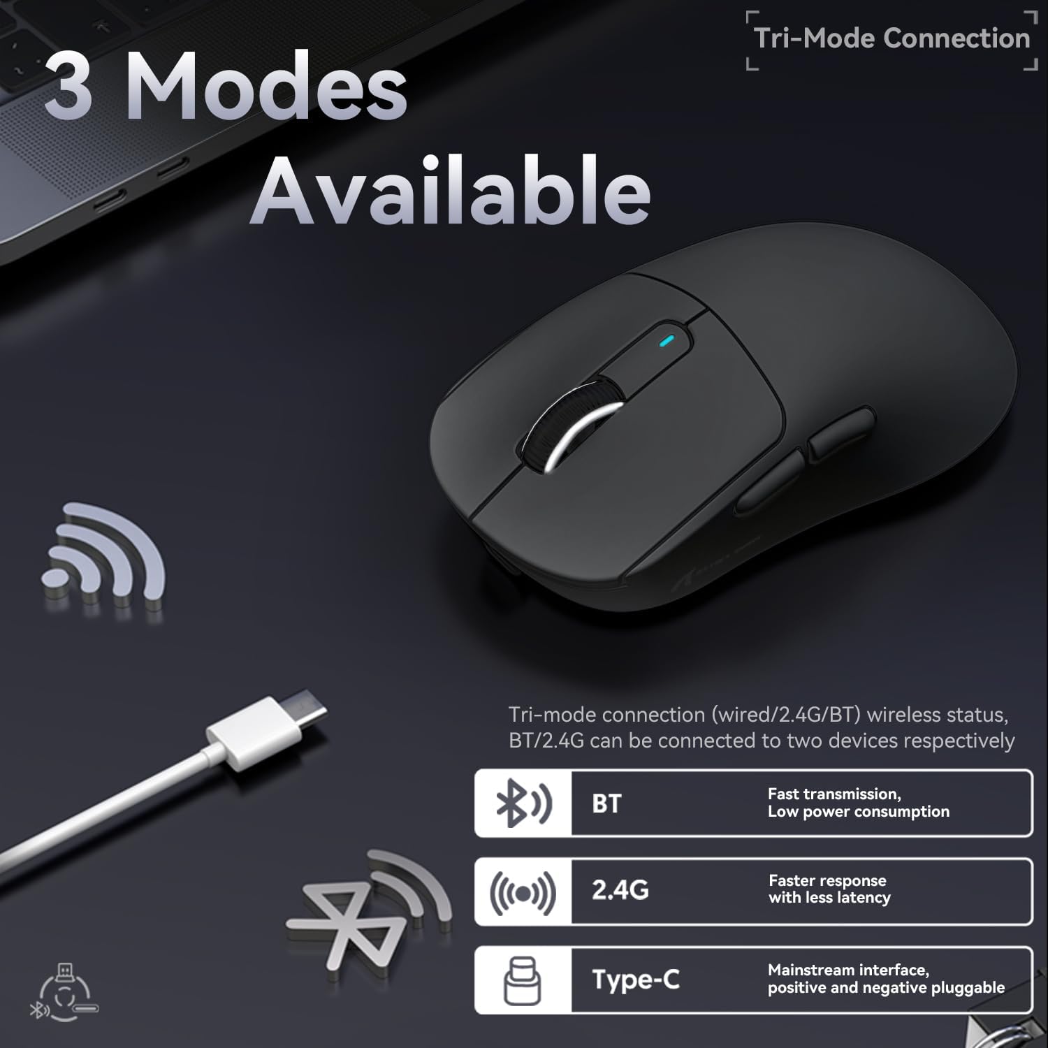 ATTACK SHARK X3 Kablosuz Oyuncu Mouse PAW3395 Superlight