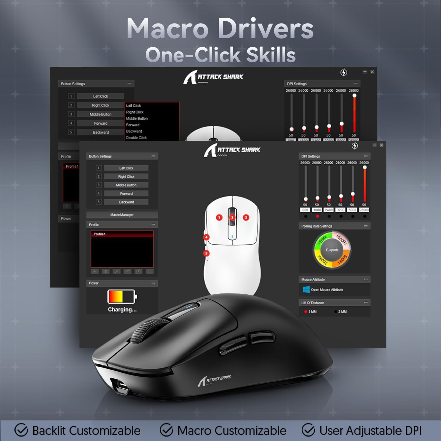 ATTACK SHARK X3 Kablosuz Oyuncu Mouse PAW3395 Superlight