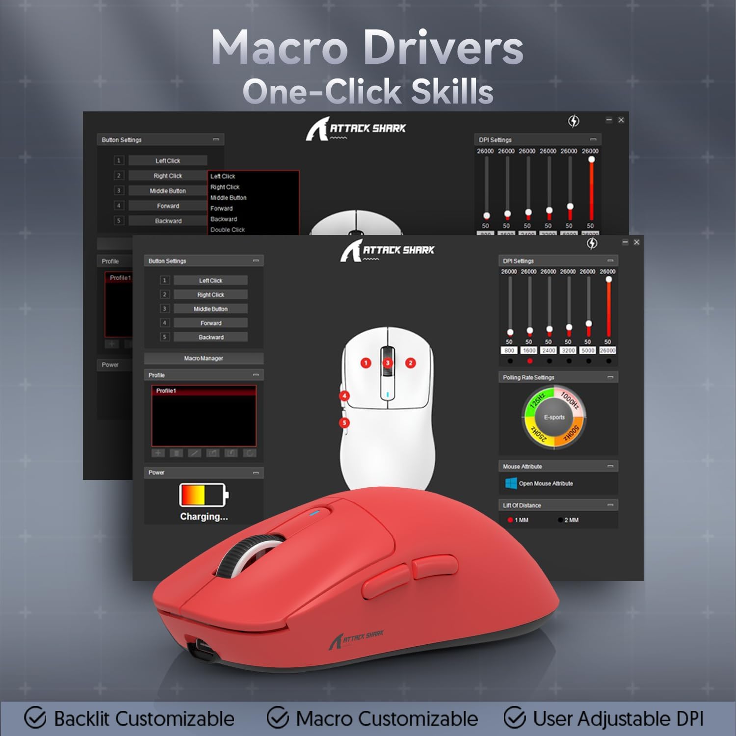 ATTACK SHARK X3 Kablosuz Oyuncu Mouse PAW3395 Superlight