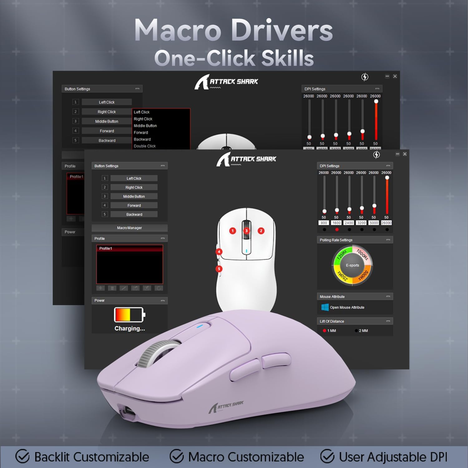ATTACK SHARK X3 Kablosuz Oyuncu Mouse PAW3395 Superlight