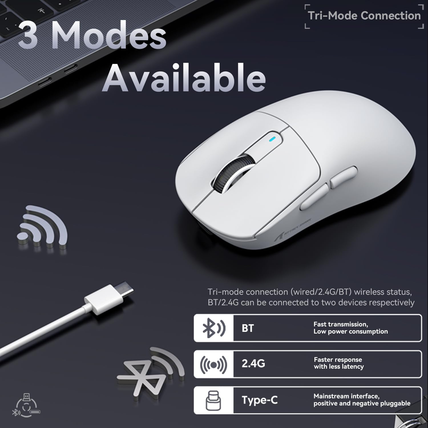 ATTACK SHARK X3 Kablosuz Oyuncu Mouse PAW3395 Superlight
