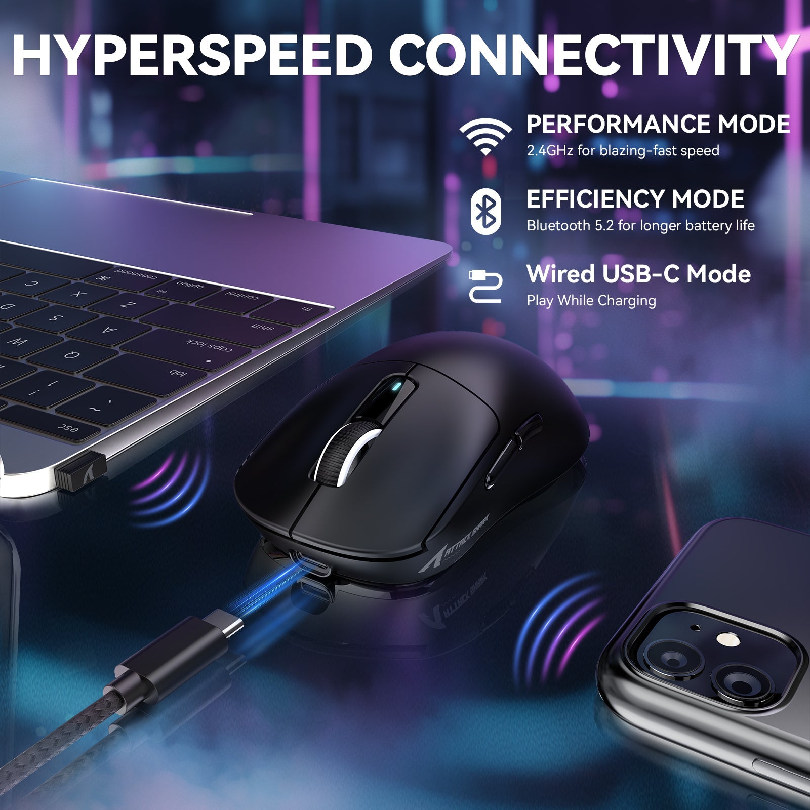ATTACK SHARK X3MAX PAW3950 Wireless Oyuncu Mouse