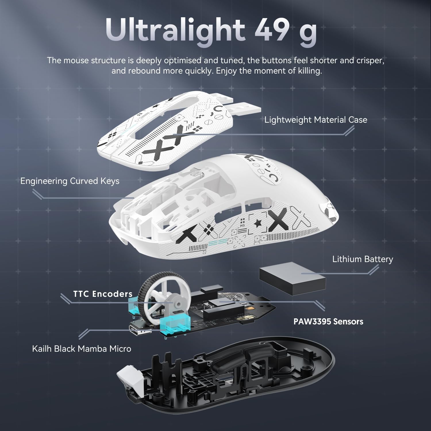 ATTACK SHARK X3 Kablosuz Oyuncu Mouse PAW3395 Superlight