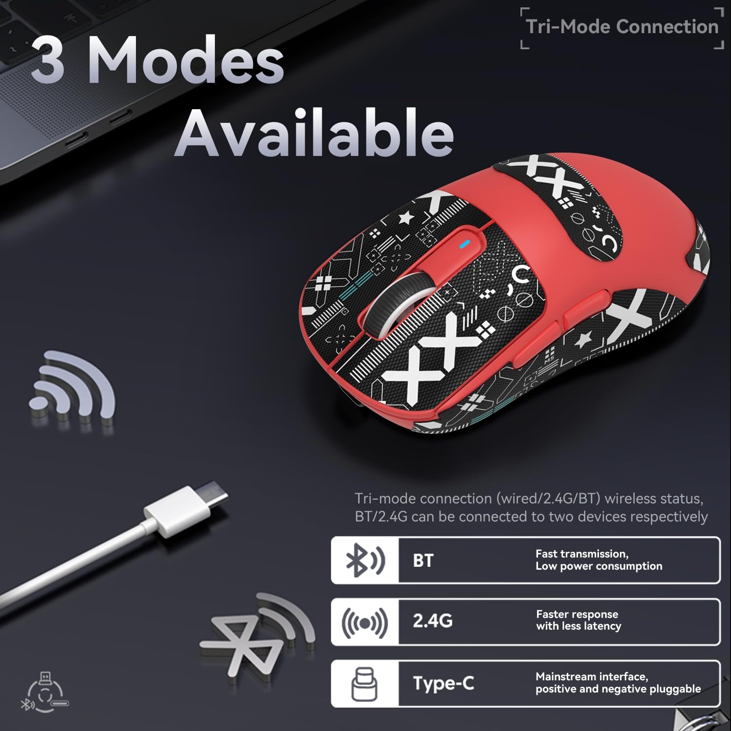 ATTACK SHARK X3 Kablosuz Oyuncu Mouse PAW3395 Superlight